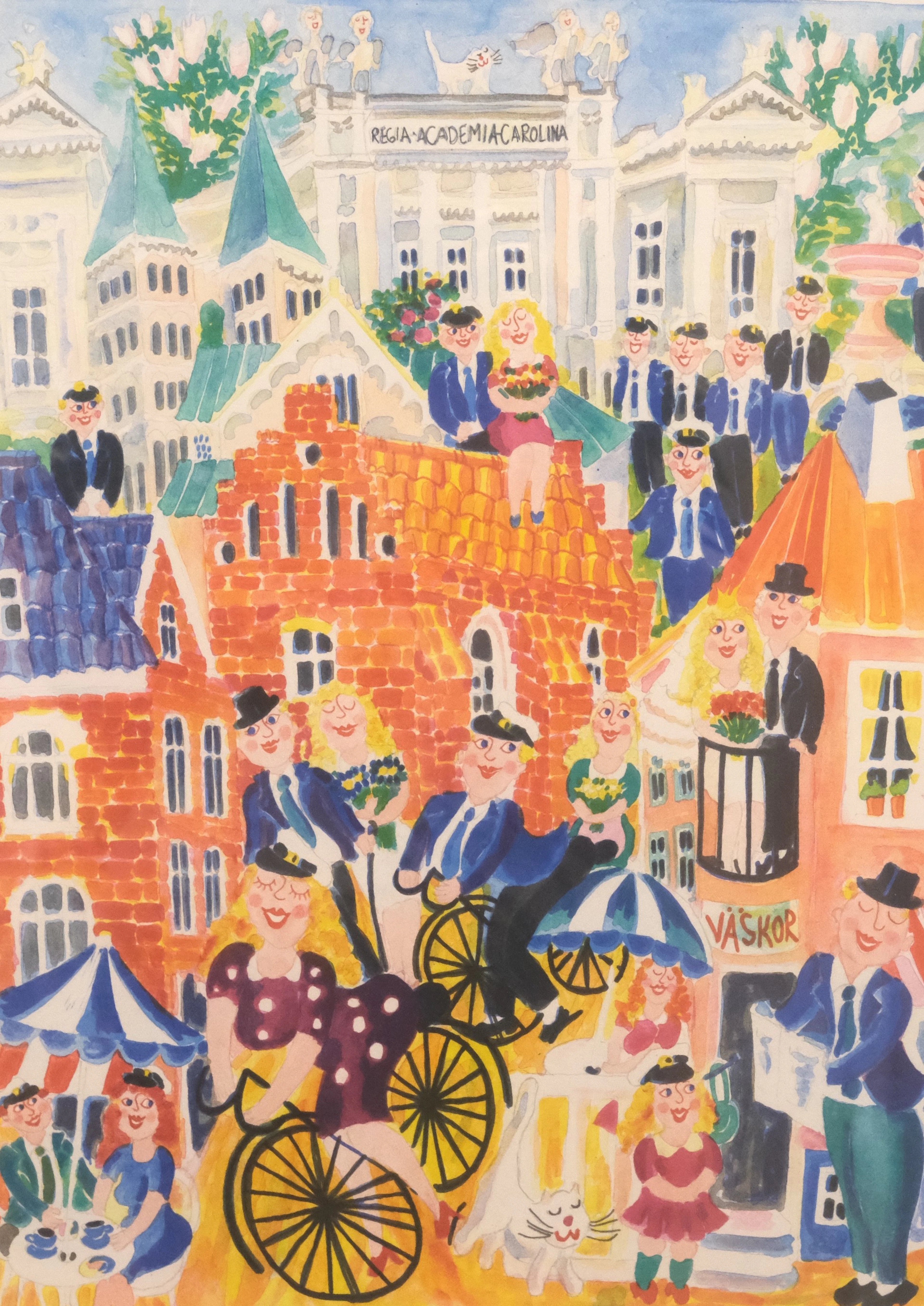 GUNILLA MANN. FÄRGLITOGRAFI, "LUNDAGÅRD".