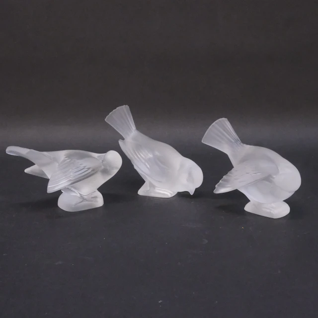 FÅGLAR, LALIQUE, TRE STYCKEN.