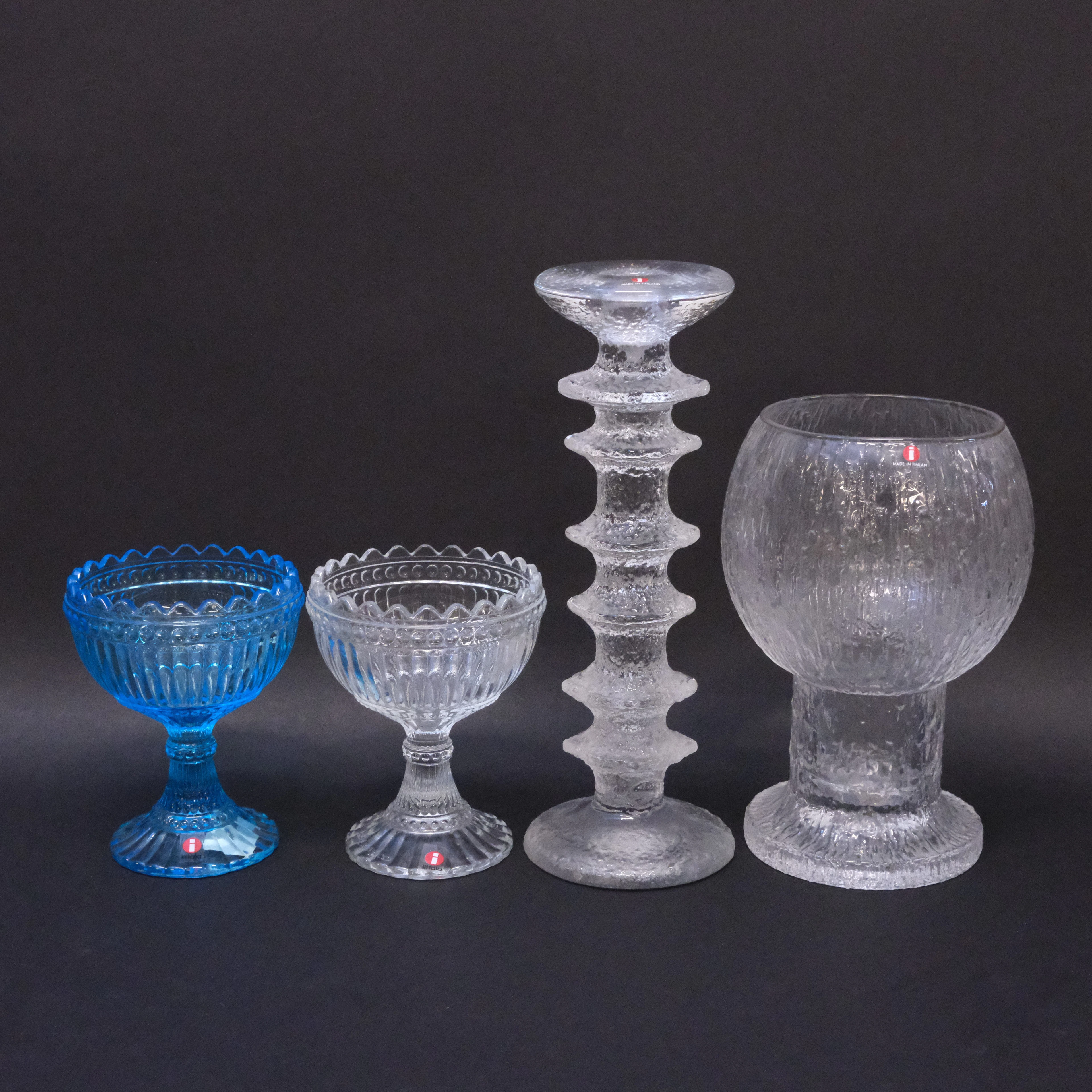 GLASFÖREMÅL, IITTALA, FYRA DELAR.