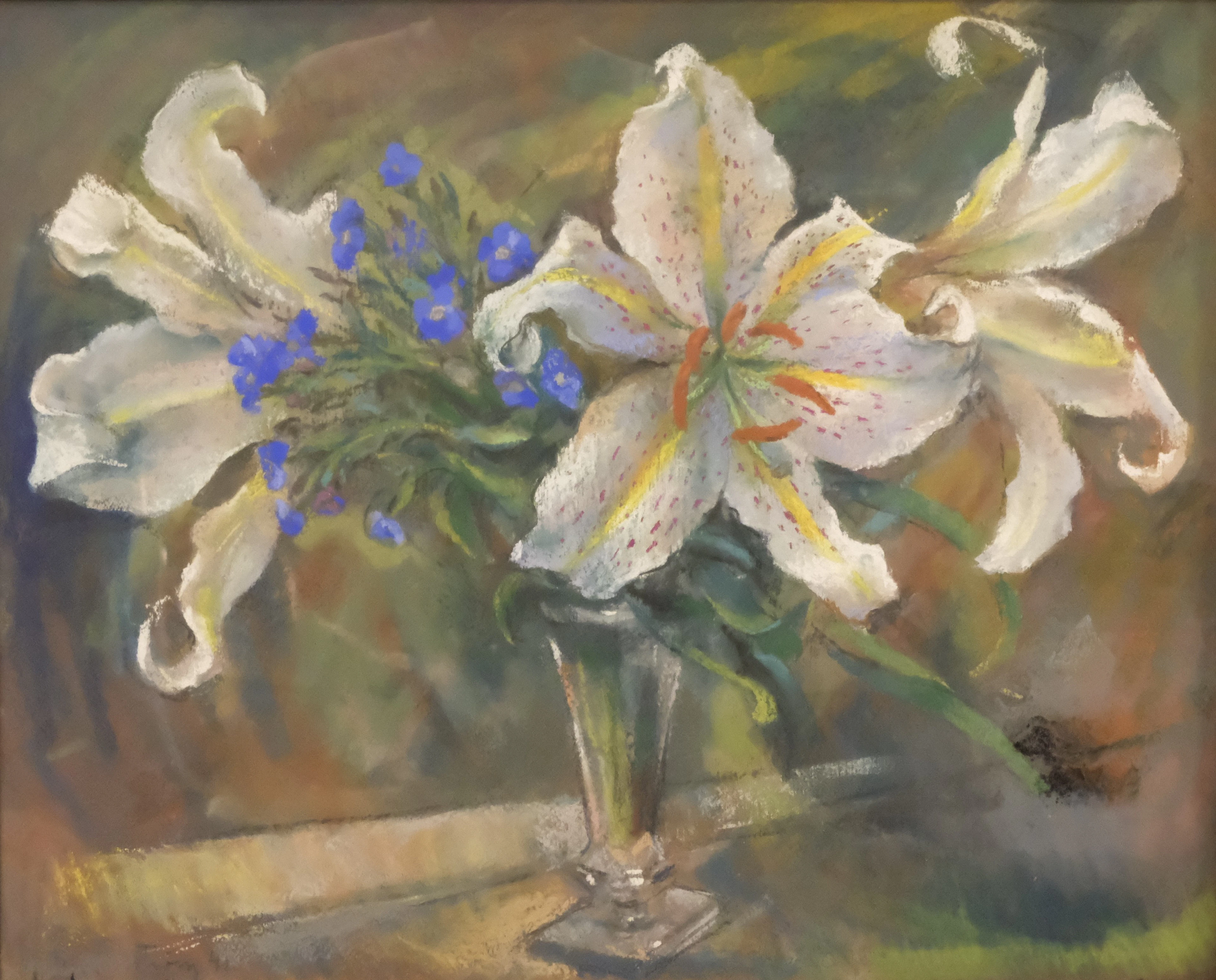 HENNING MALMSTRÖM. PASTELL. STILLEBEN, BLOMMOR I VAS.