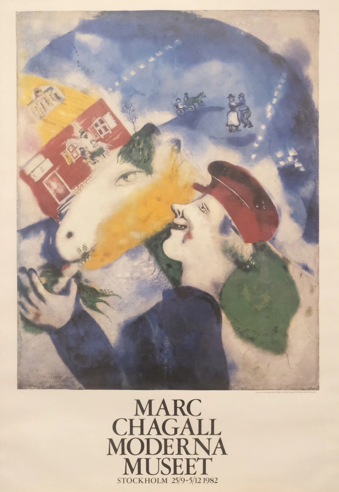 UTSTÄLLNINGSAFFISCH, MARC CHAGALL, MODERNA MUSEET 1982.