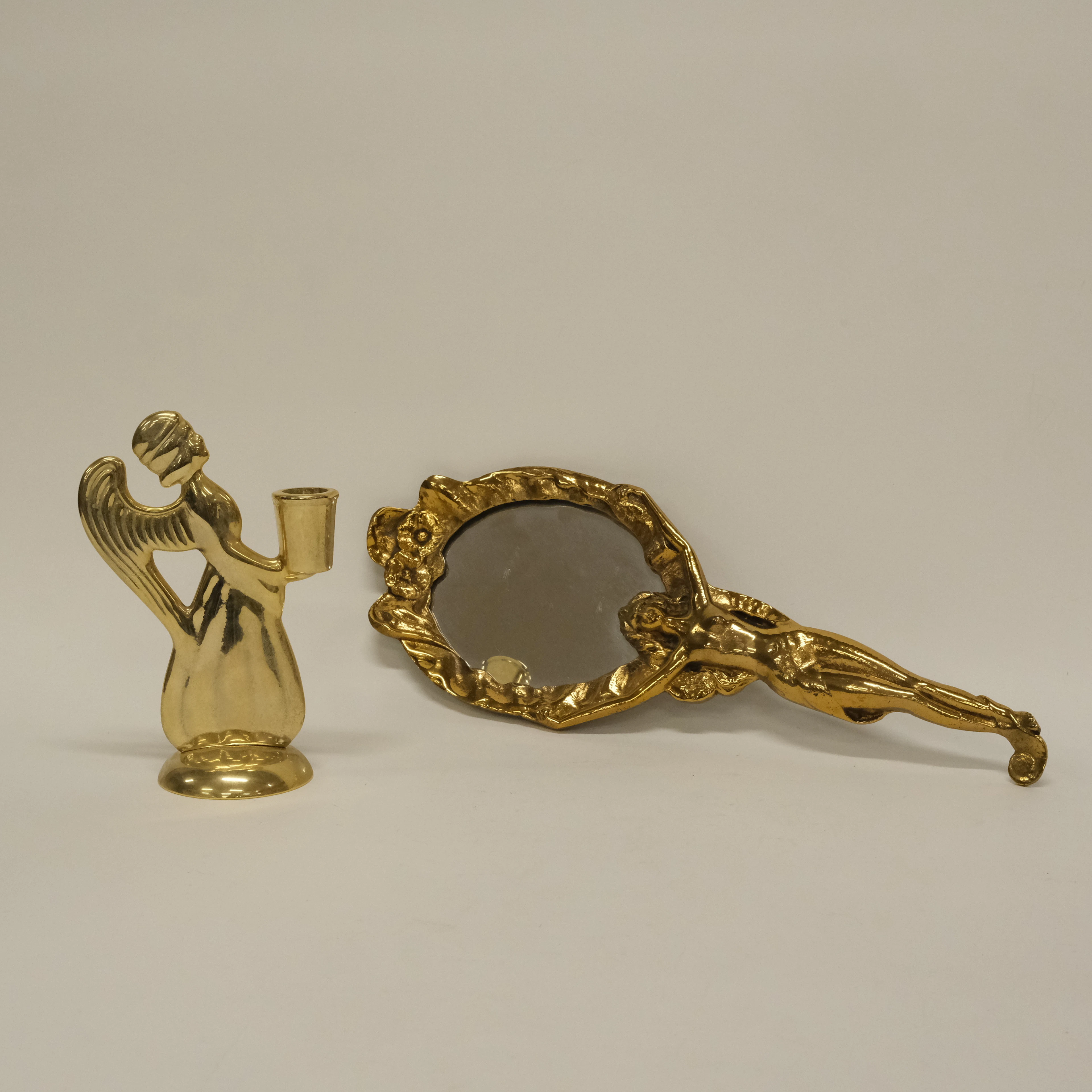 SKULTUNA ÄNGEL SAMT HANDSPEGEL JUGENDSTIL.