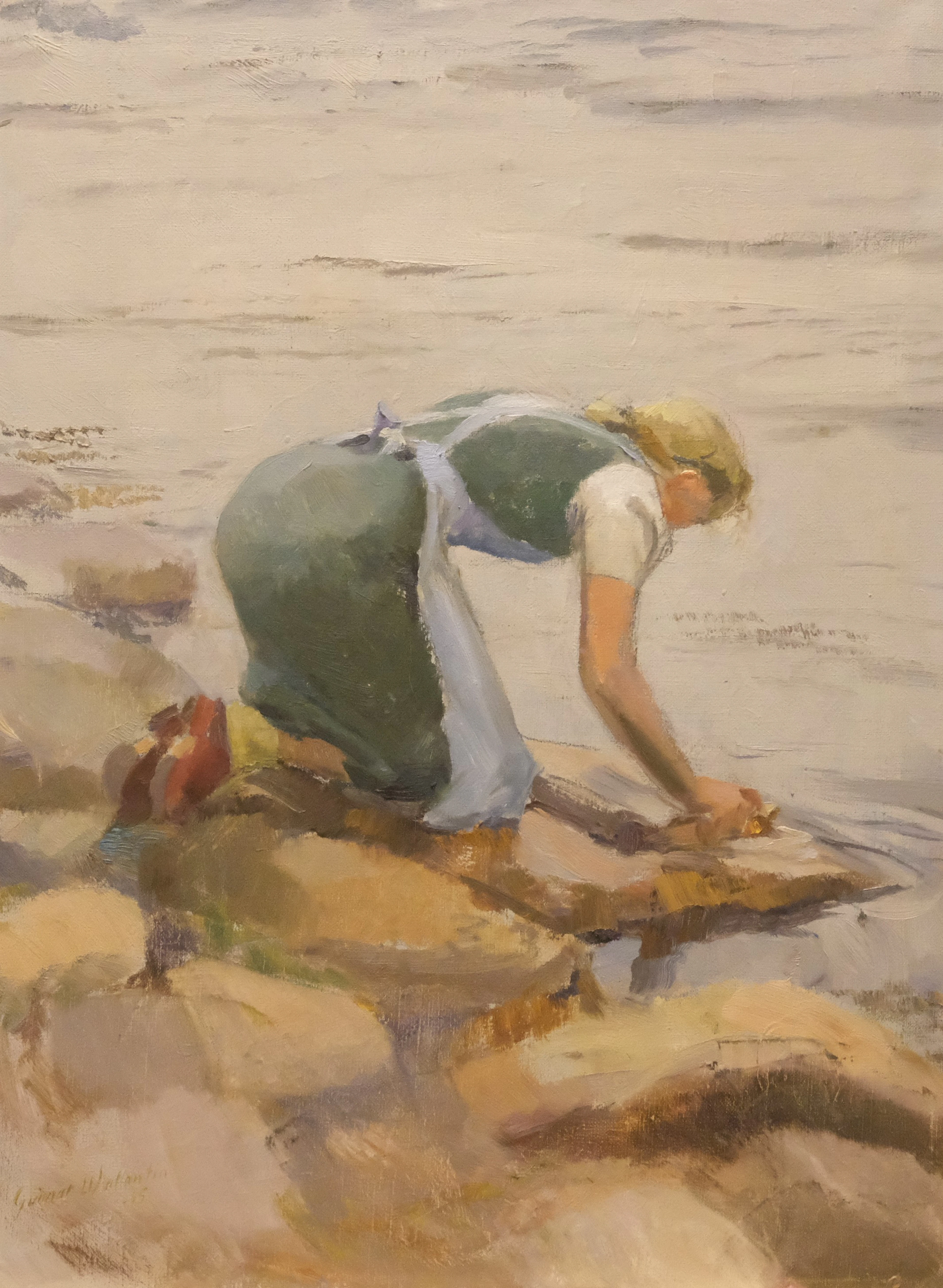 GUNNAR WALLENTIN. "TVÄTTFLICKAN", 1945, OLJA PÅ DUK.