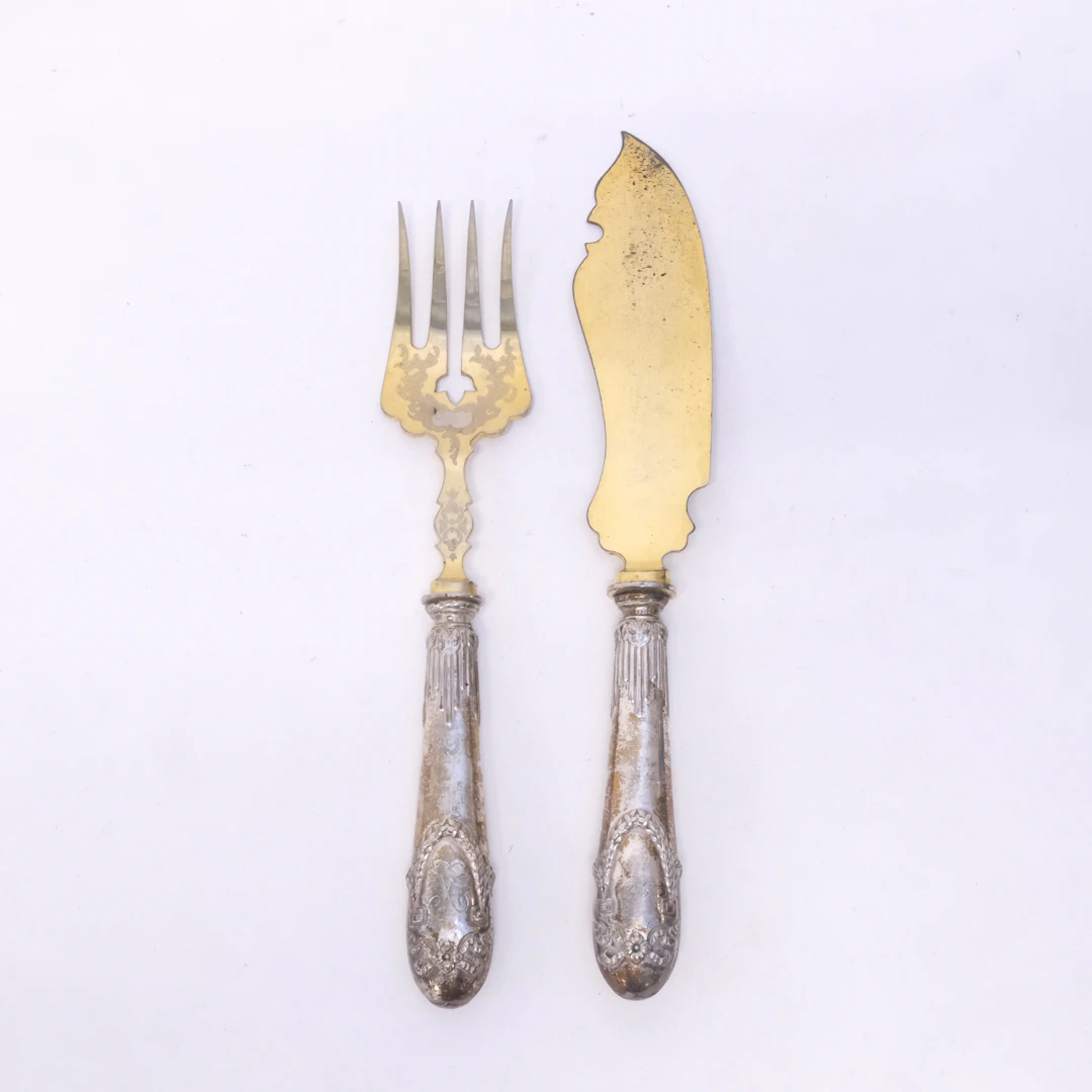TRANCHERBESTICK, SILVER, ETT PAR.