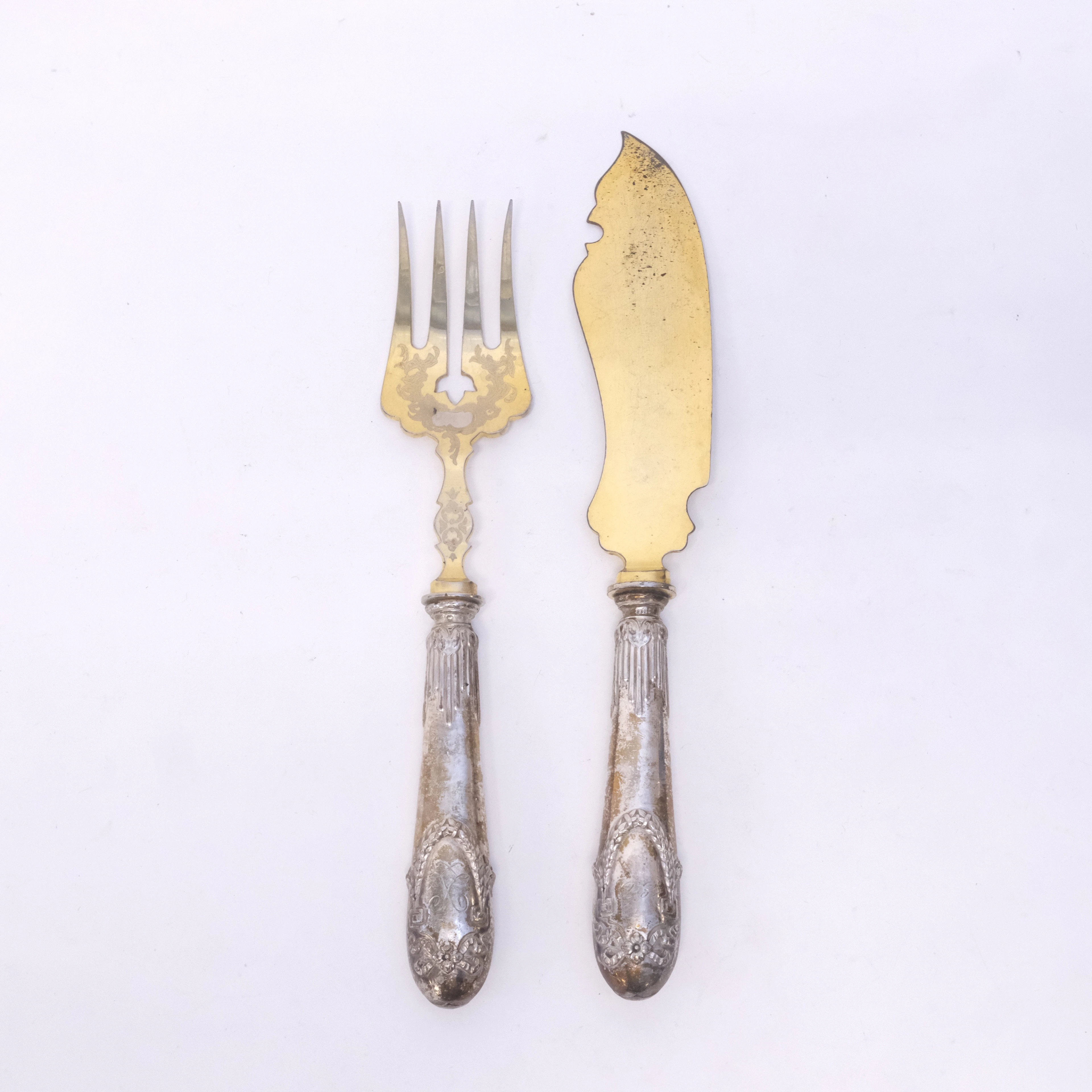 TRANCHERBESTICK, SILVER, ETT PAR.