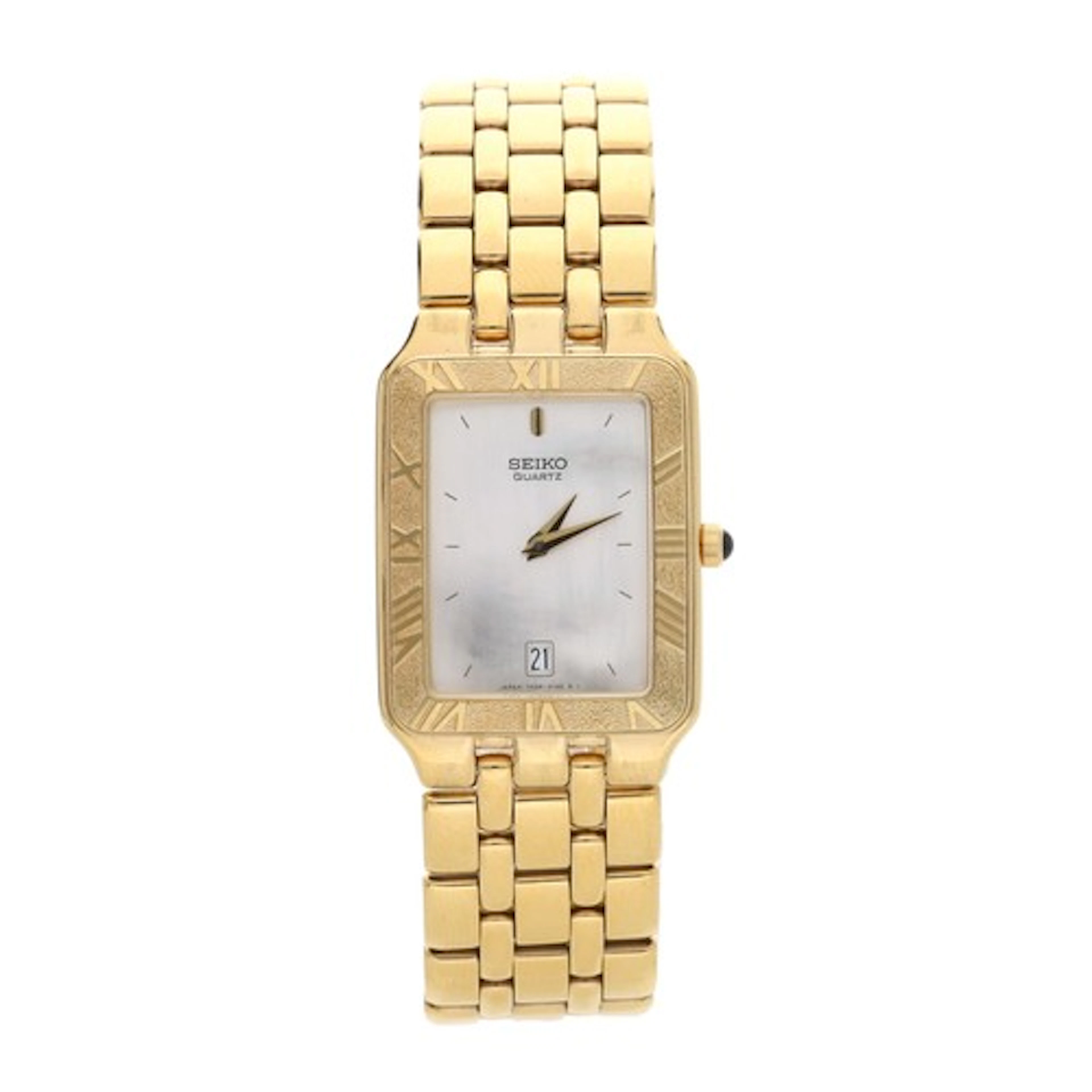 Seiko Quartz rectangular gold plated and stainless steel gen...