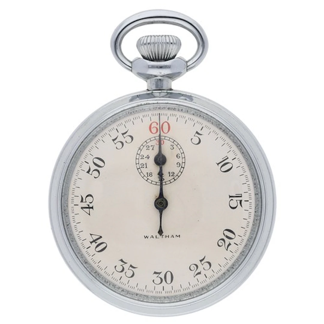 Waltham Military issue 1/5 SEC. T.P. chrome cased stopwatch,...