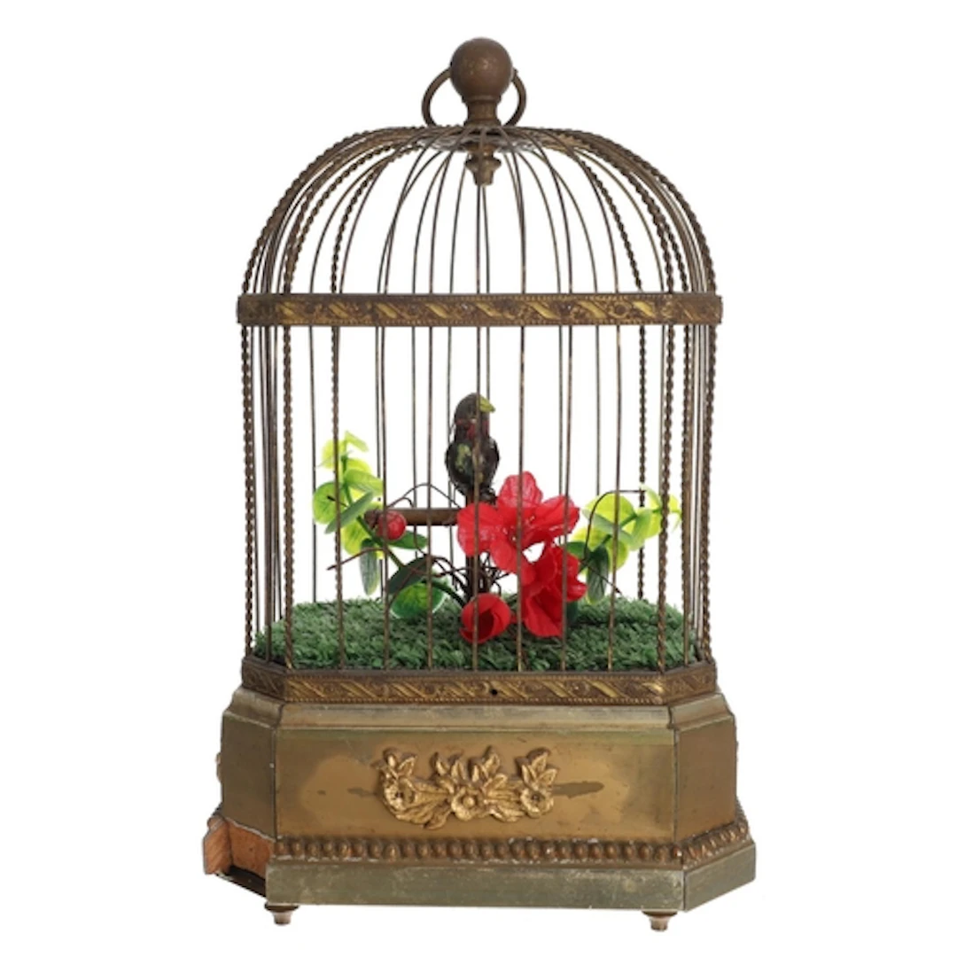 French early 20th century singing bird automaton, the feathe...
