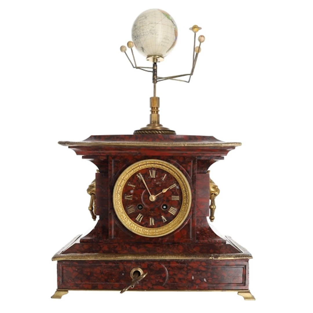 Unusual late 19th century red marble and brass mounted Orrer...