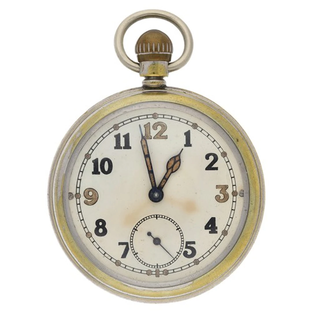WWII British Military Army issue nickel cased lever pocket w...