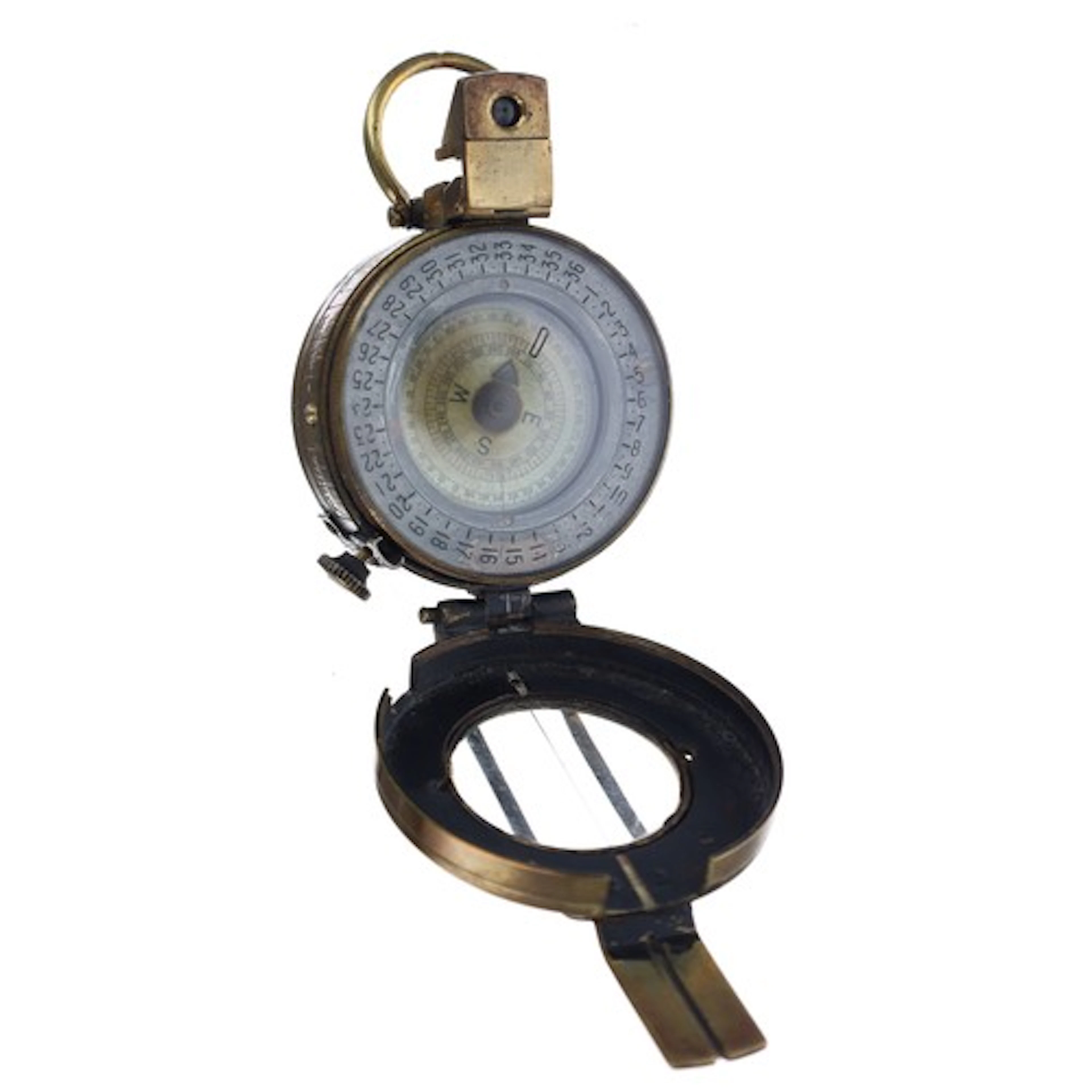 WWII MKII 1941 prismatic marching brass cased compass, with ...