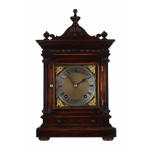 Winterhalder & Hofmeier walnut mantel clock, the 5" squa...