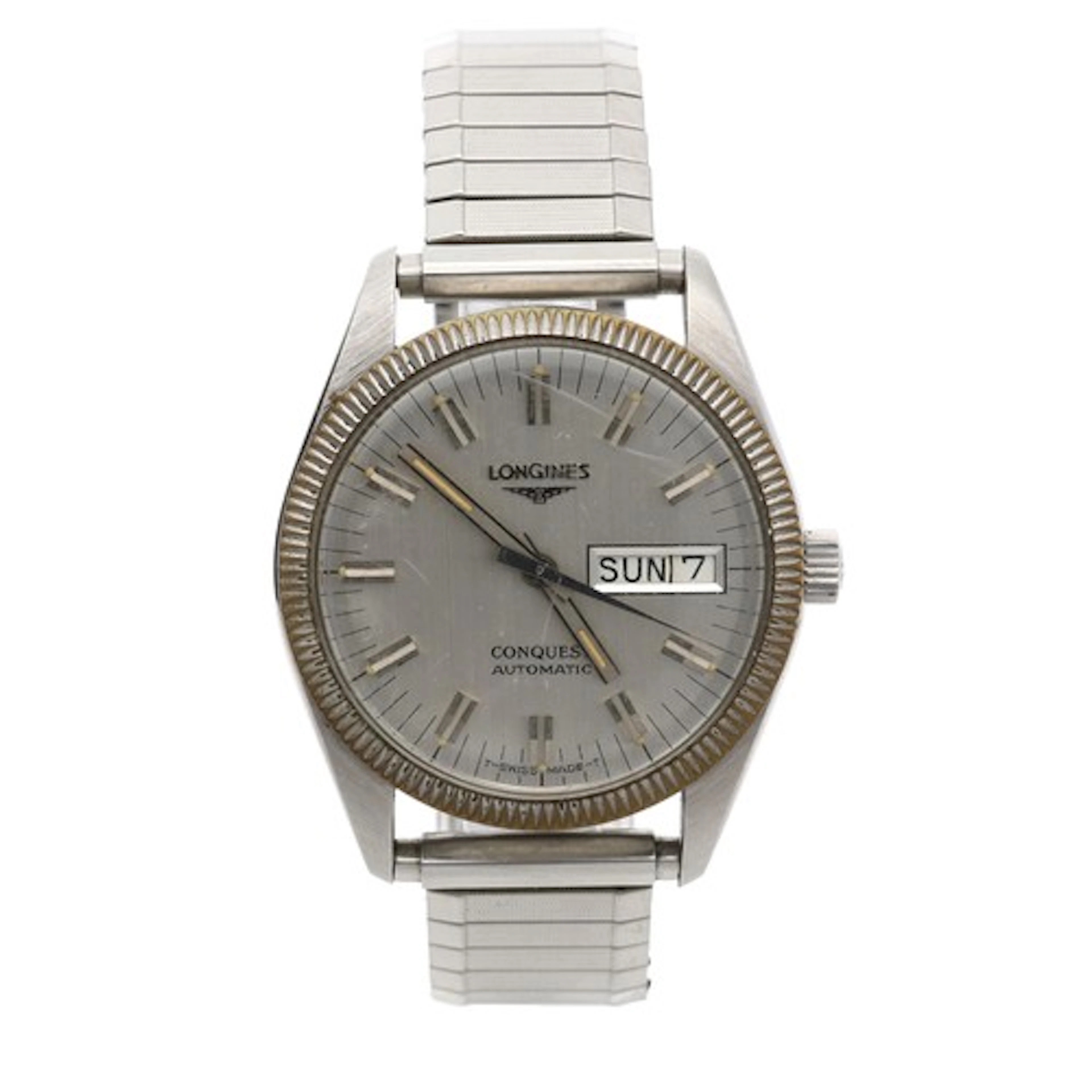 Longines Conquest Day-Date automatic stainless steel gentlem...