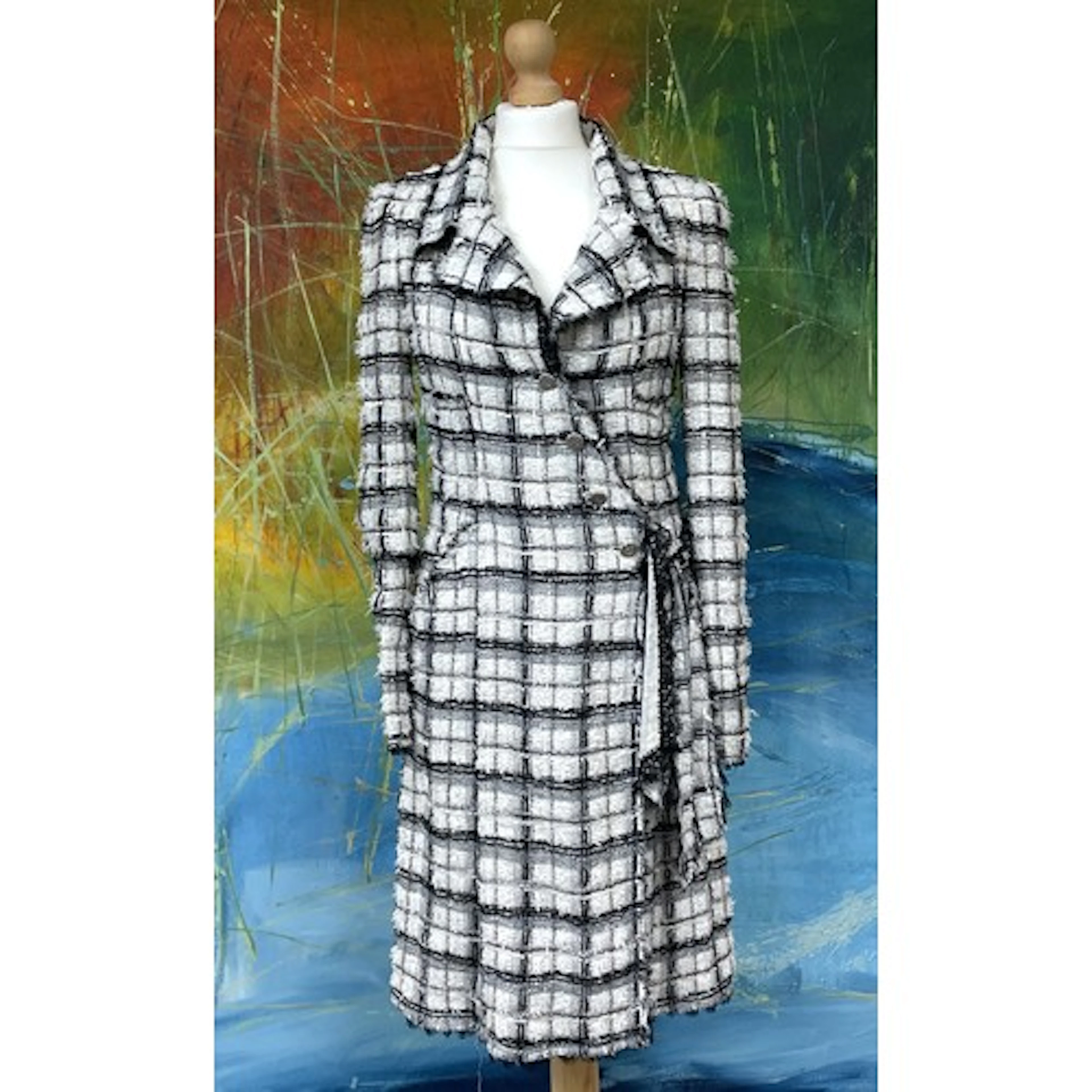 Chanel Spring 2005 black and tweed long coat designed by Kar...