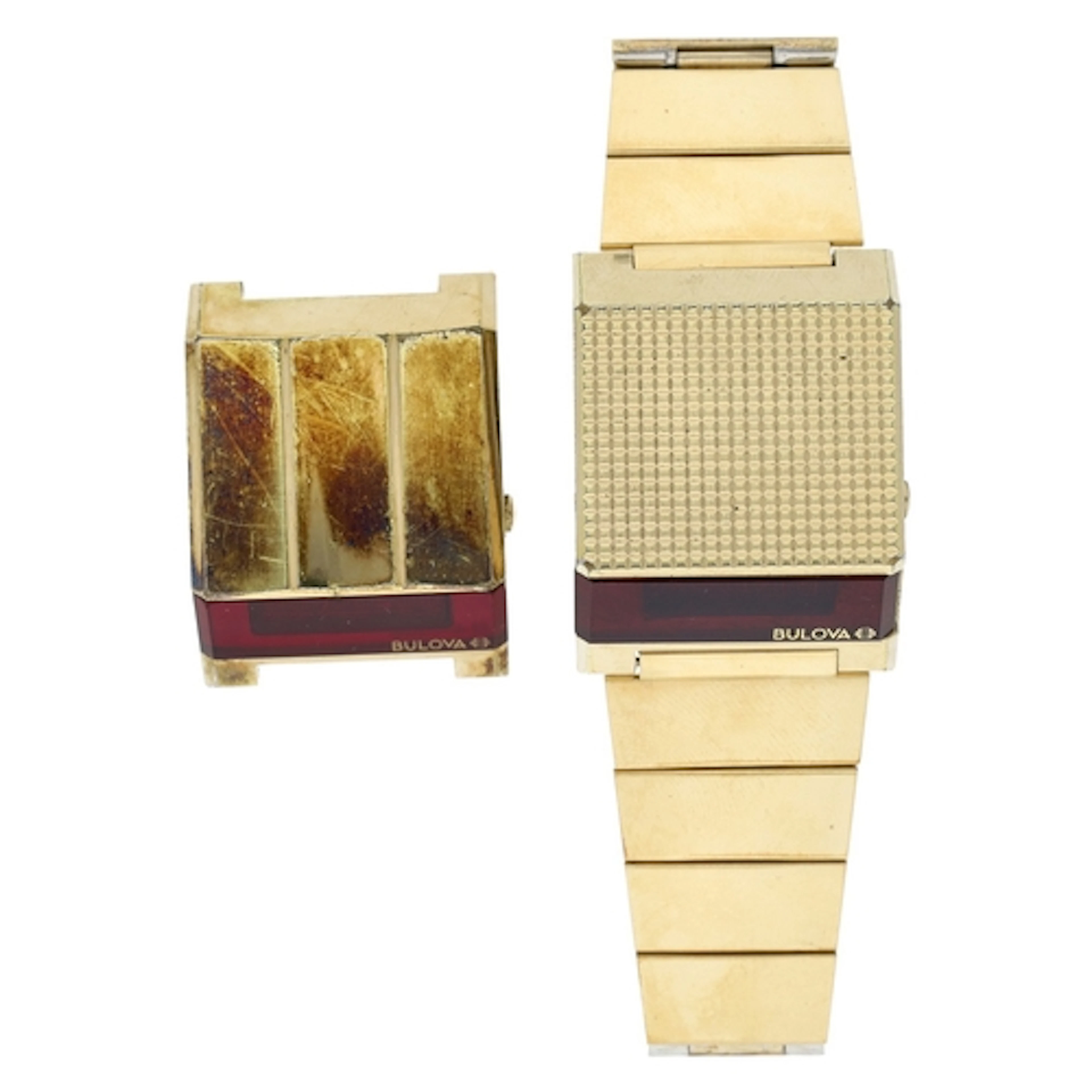 Bulova Computron LED gold plated and stainless steel gentlem...