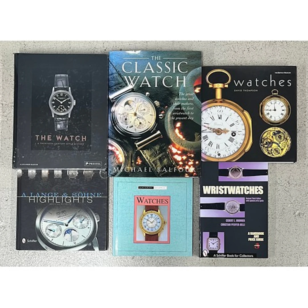 Six reference books relating to watches to include Alexander...