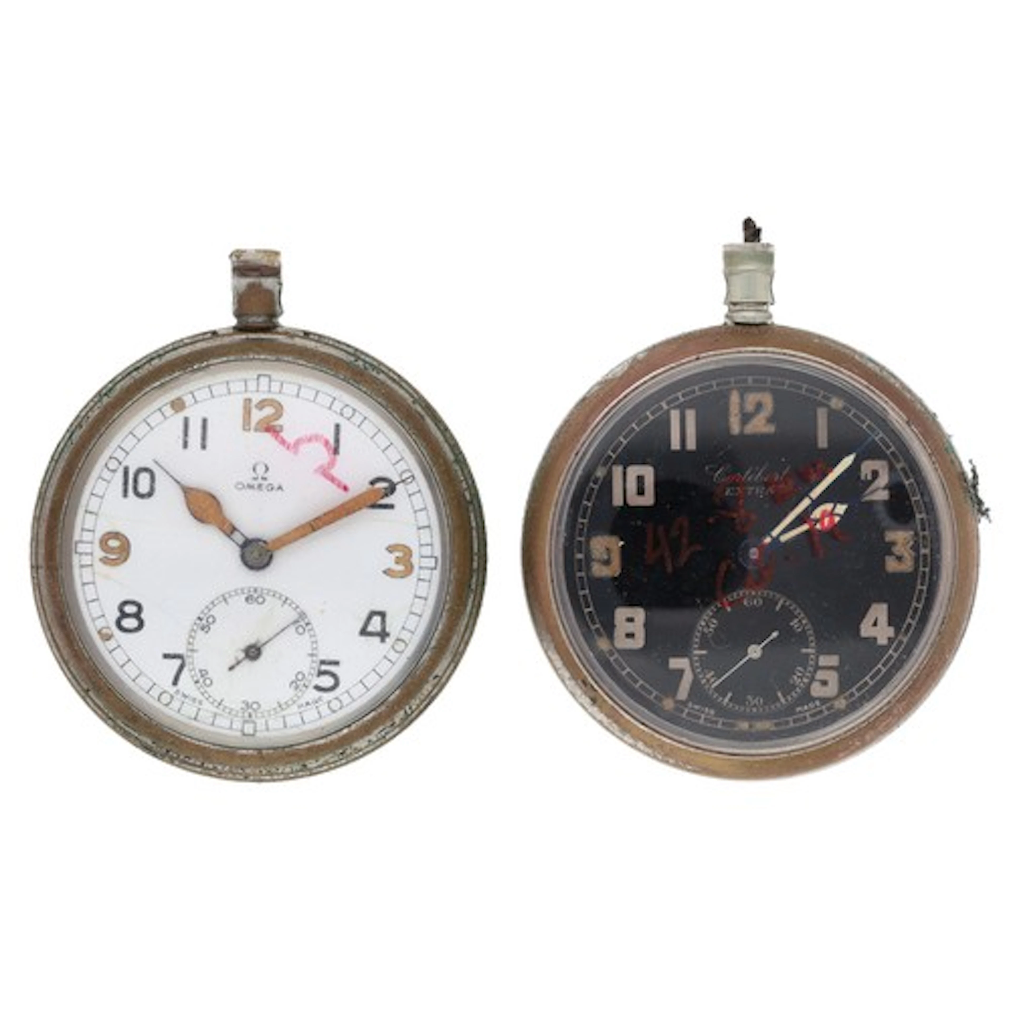 Omega WWII British Military Army issue nickel cased pocket w...