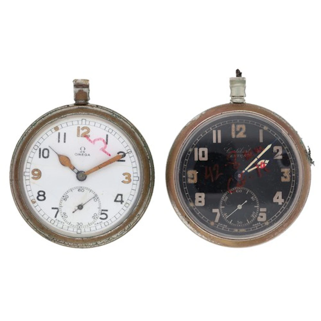 Omega WWII British Military Army issue nickel cased pocket w...