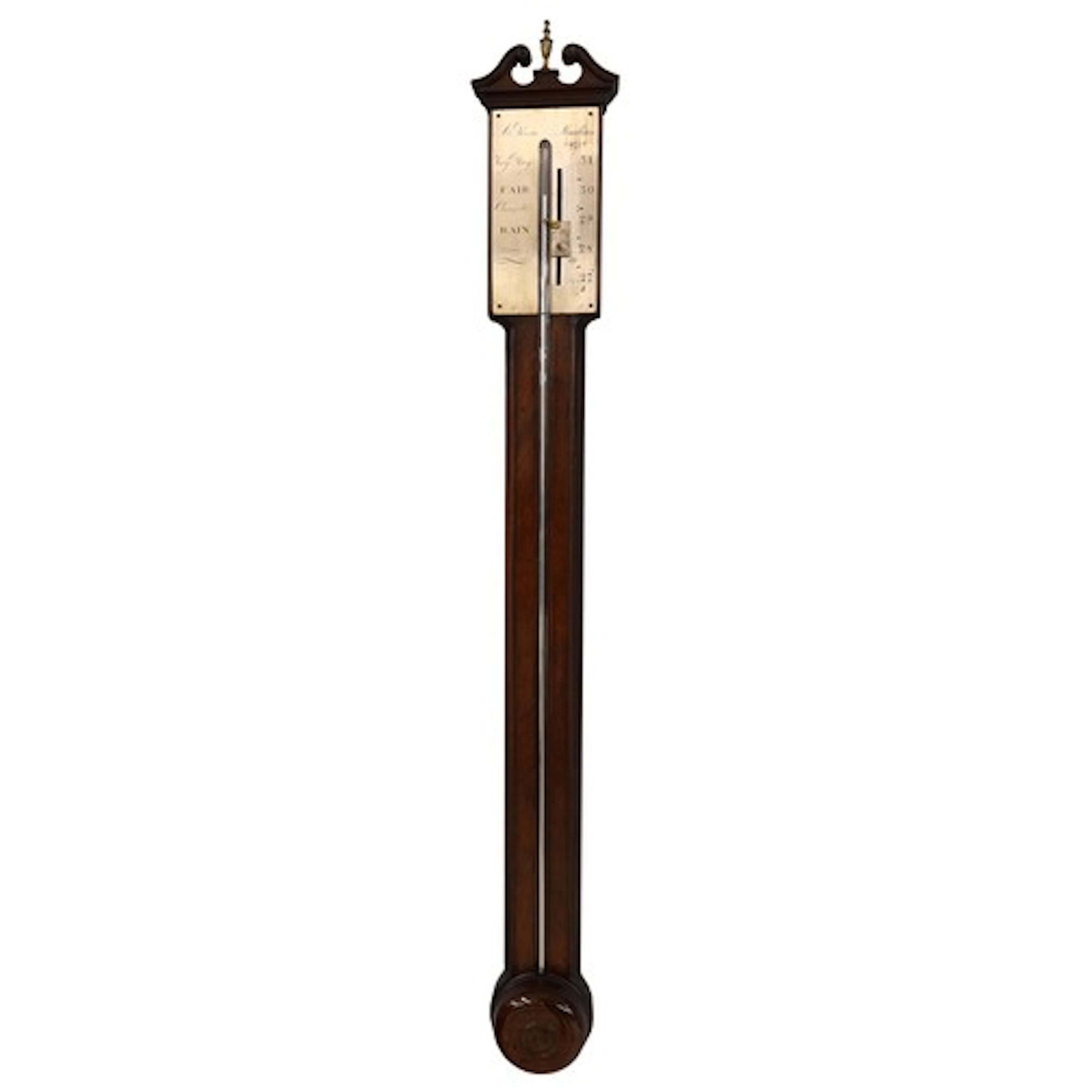 Good George III mahogany stick barometer by A.Riva, Marlboro...