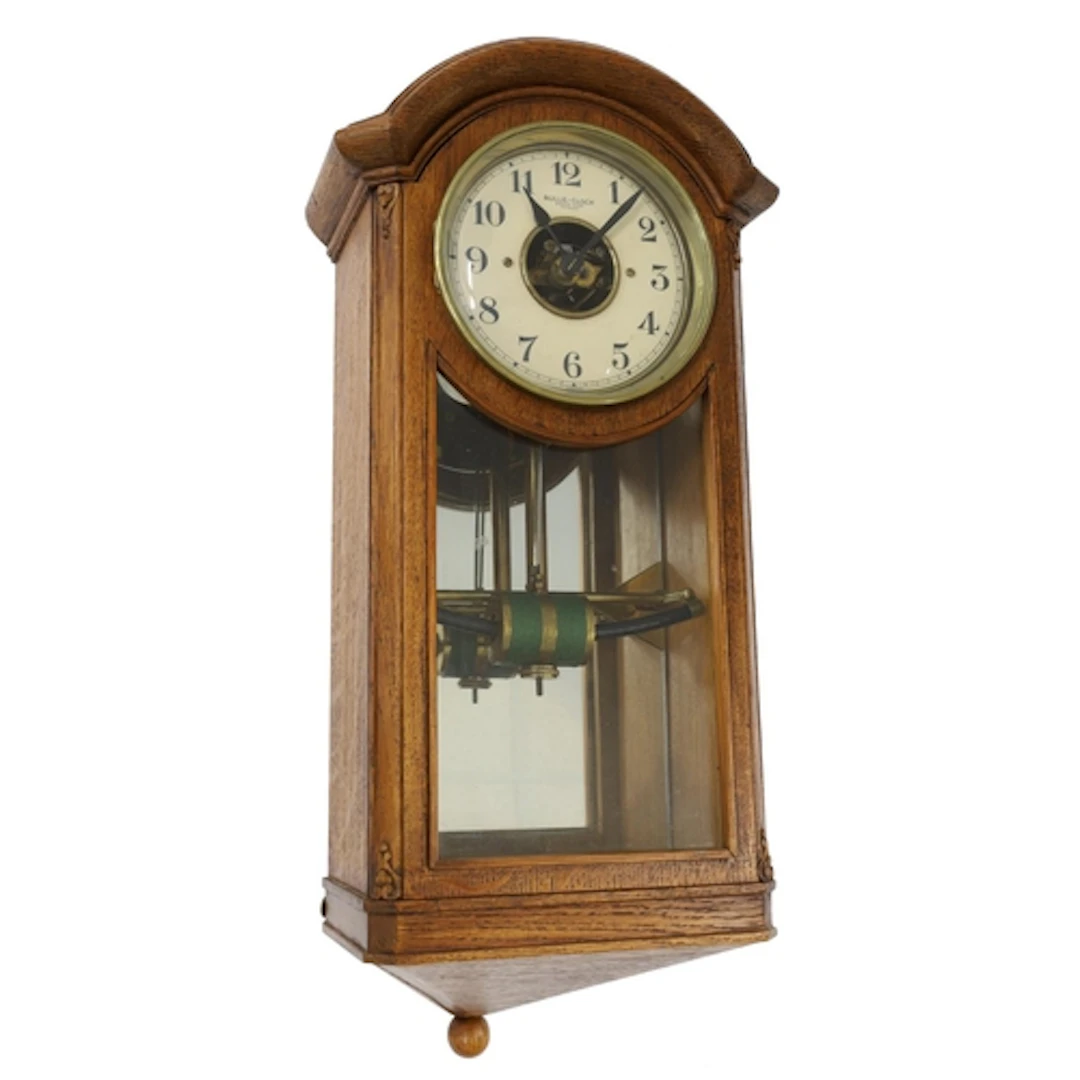 French Bulle-Clock Patent oak cased electric wall clock, 5.5...