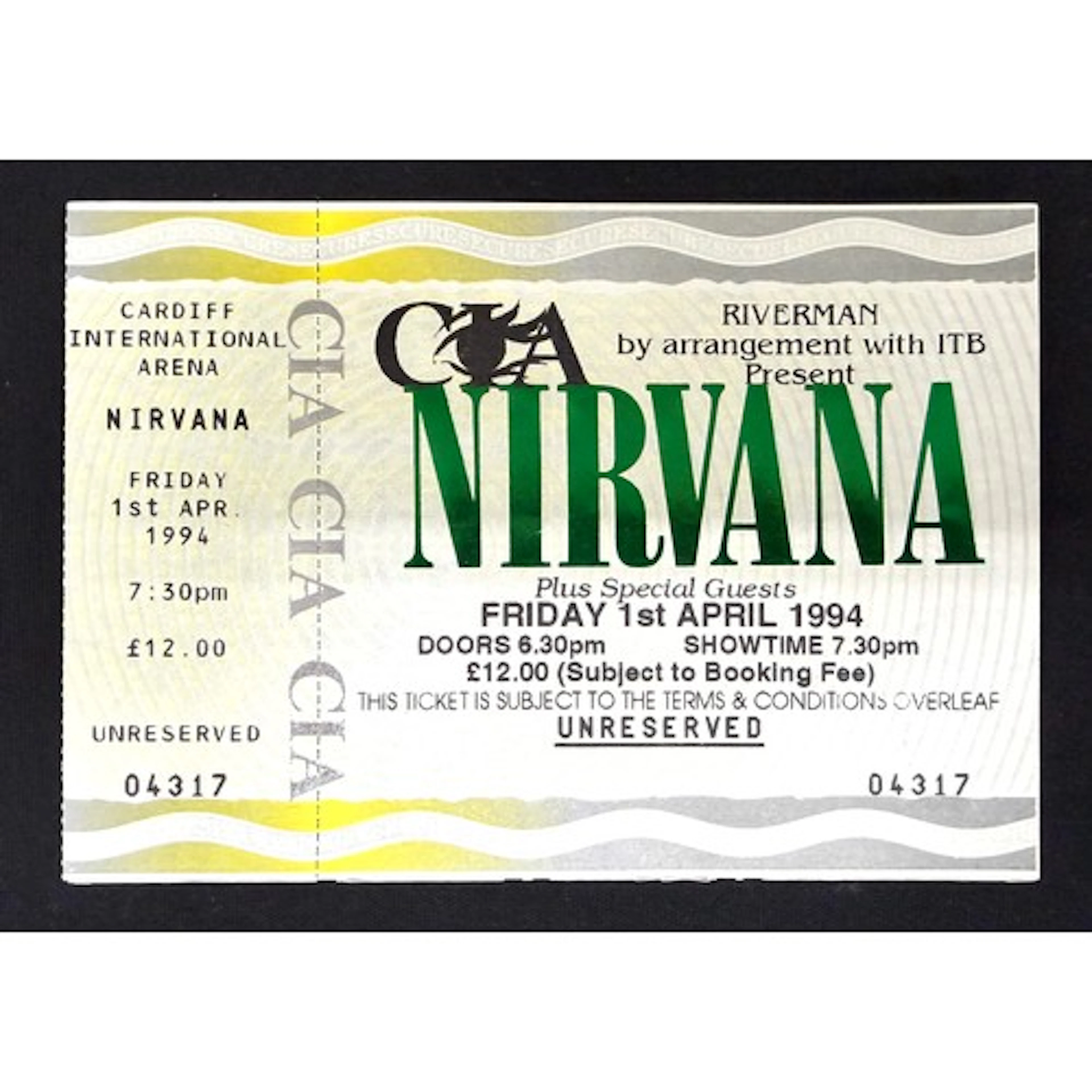 Nirvana - Original intact ticket for the scheduled Nirvana c...