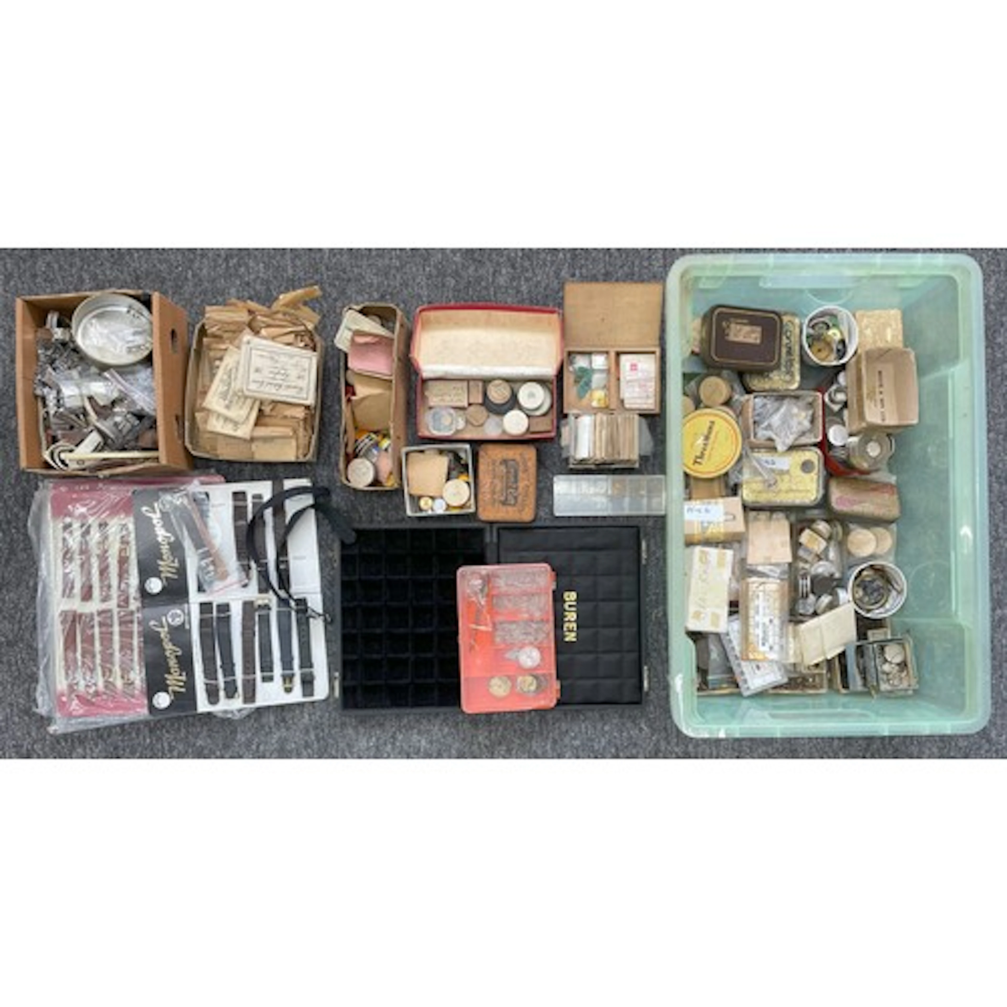 Quantity of assorted watch parts and spares to include leath...