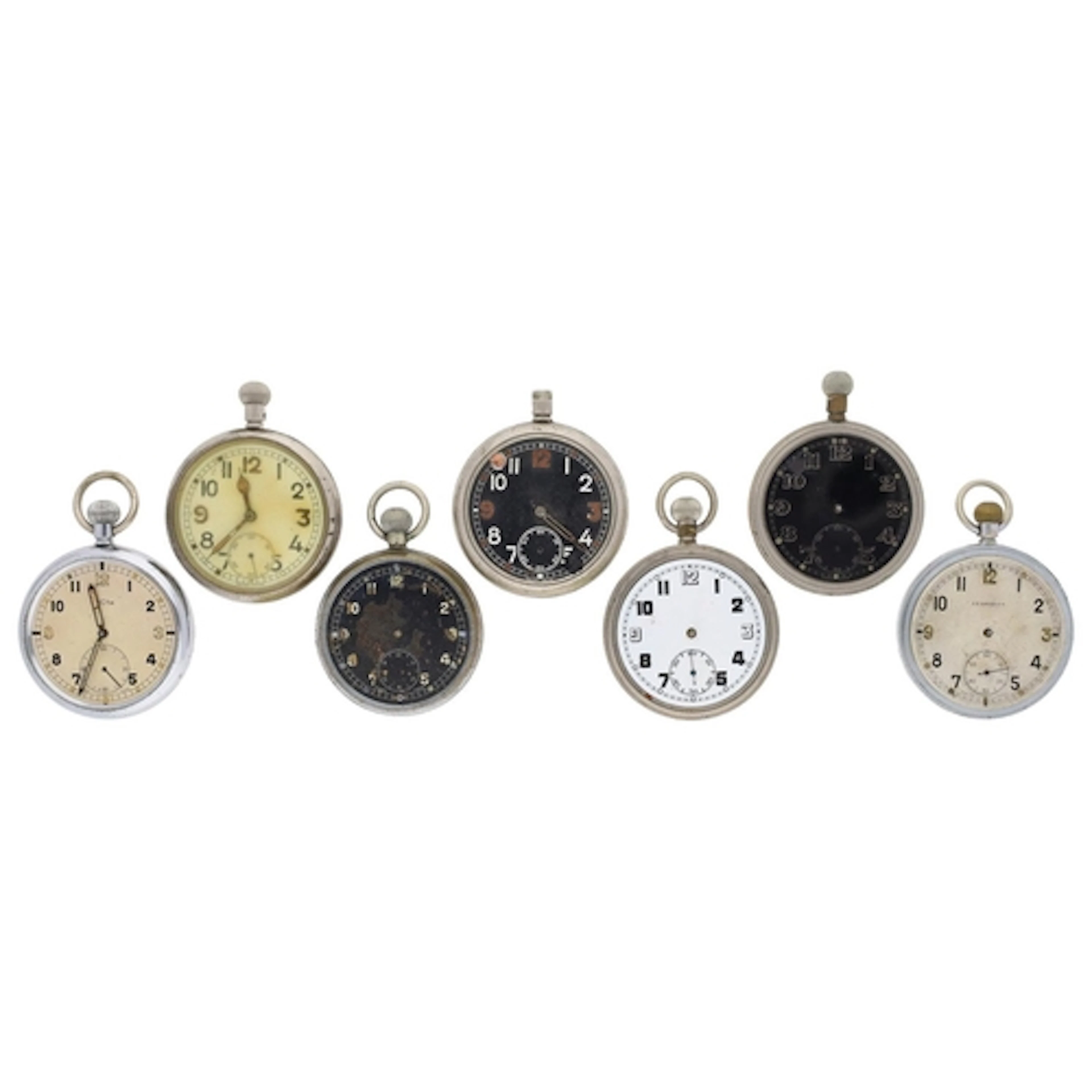 Record British Military issue nickel cased lever pocket watc...