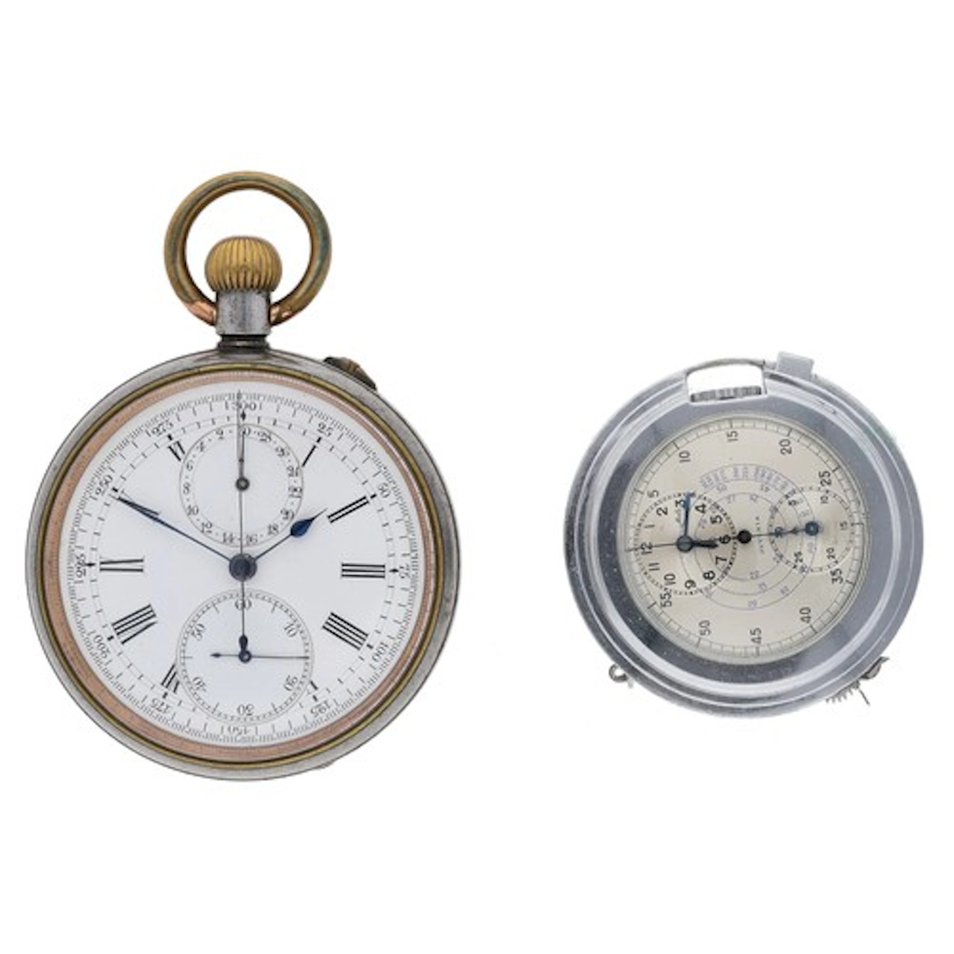 Swiss chronograph gunmetal lever pocket watch, the gilt fros...