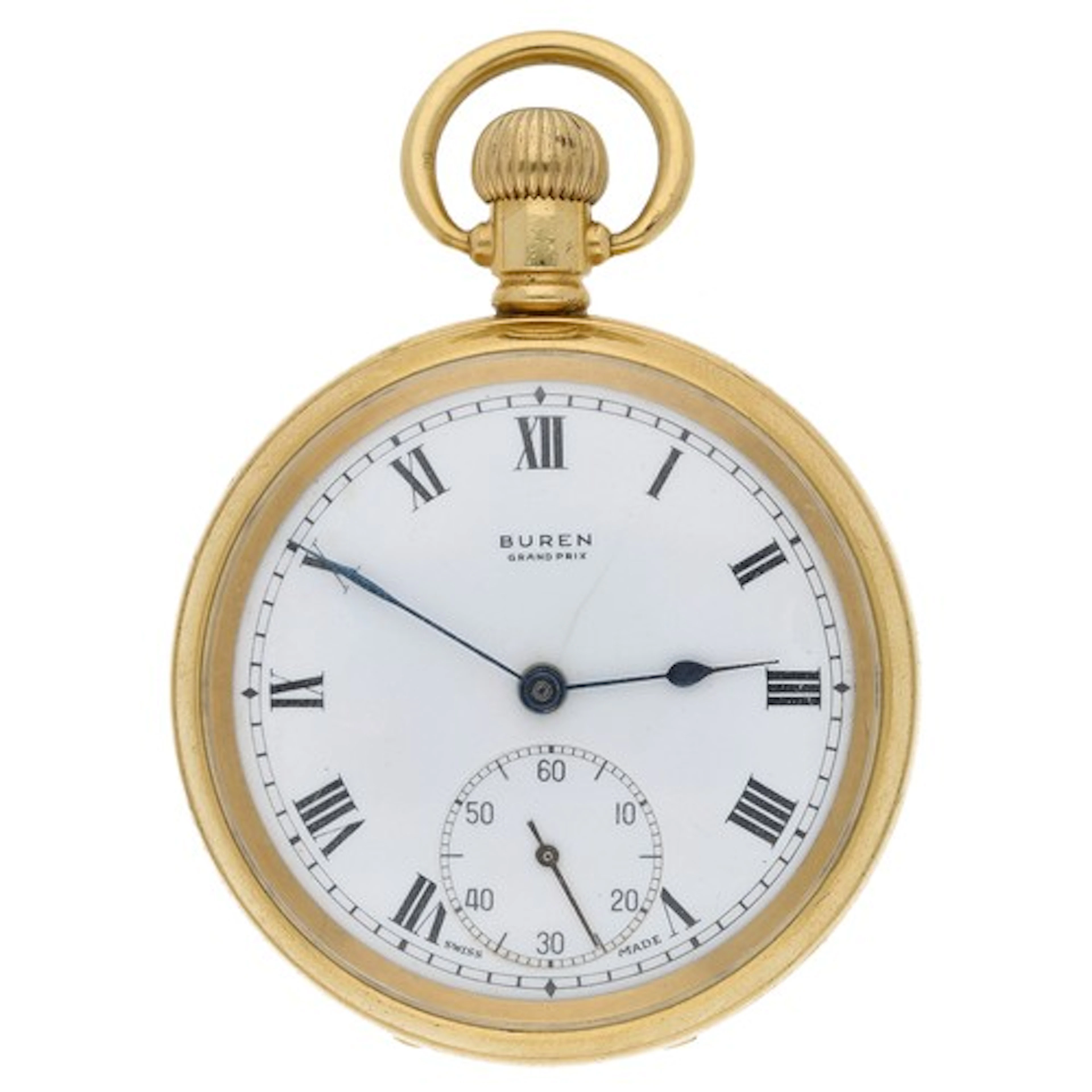 Buren Grand Prix gold plated lever pocket watch, signed 15 j...