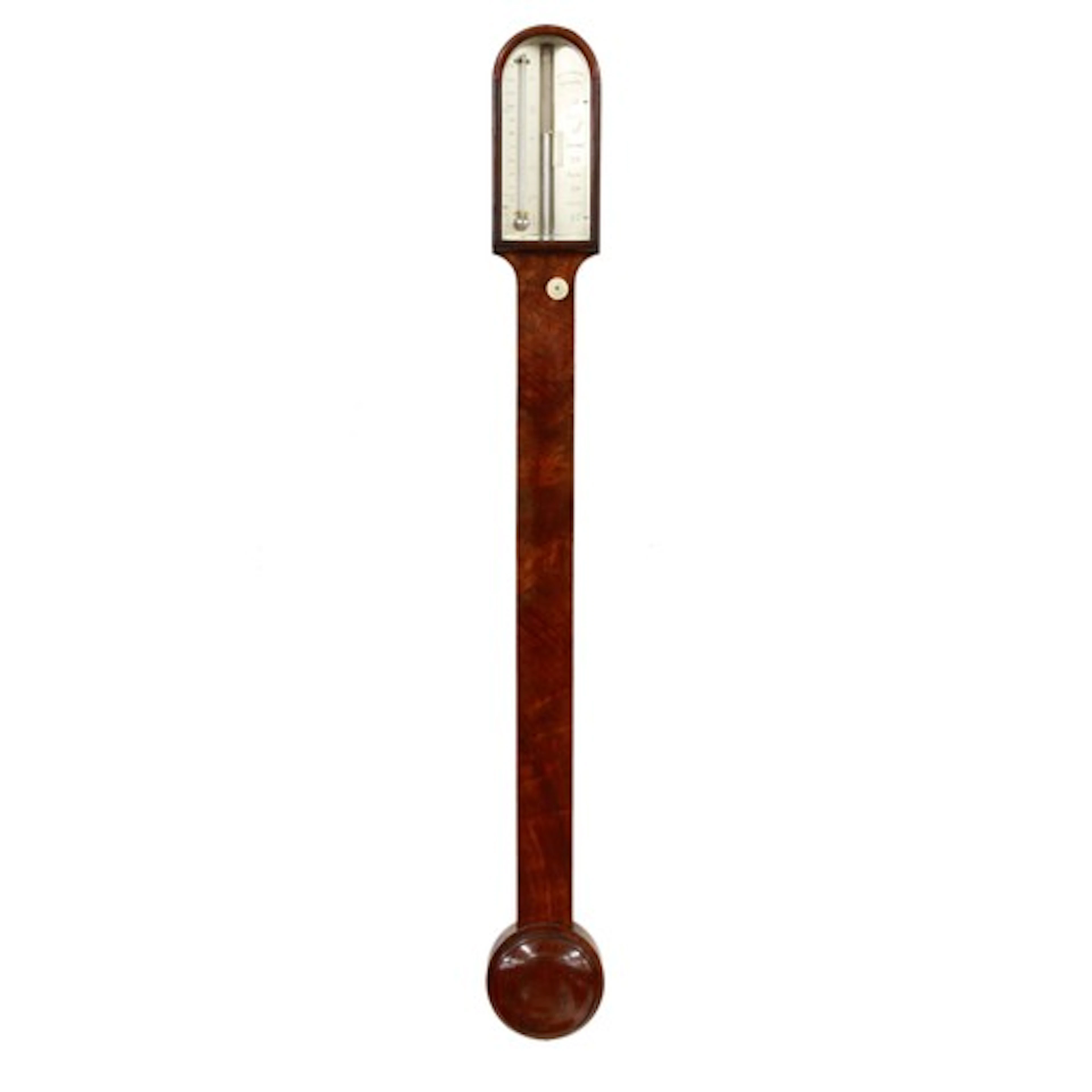 19th century mahogany stick barometer, the silvered dial sig...