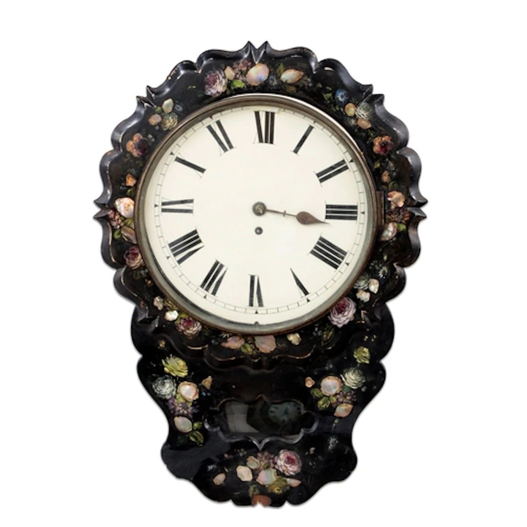 Victorian papier-mâché mother of pearl inlaid single fusee w...