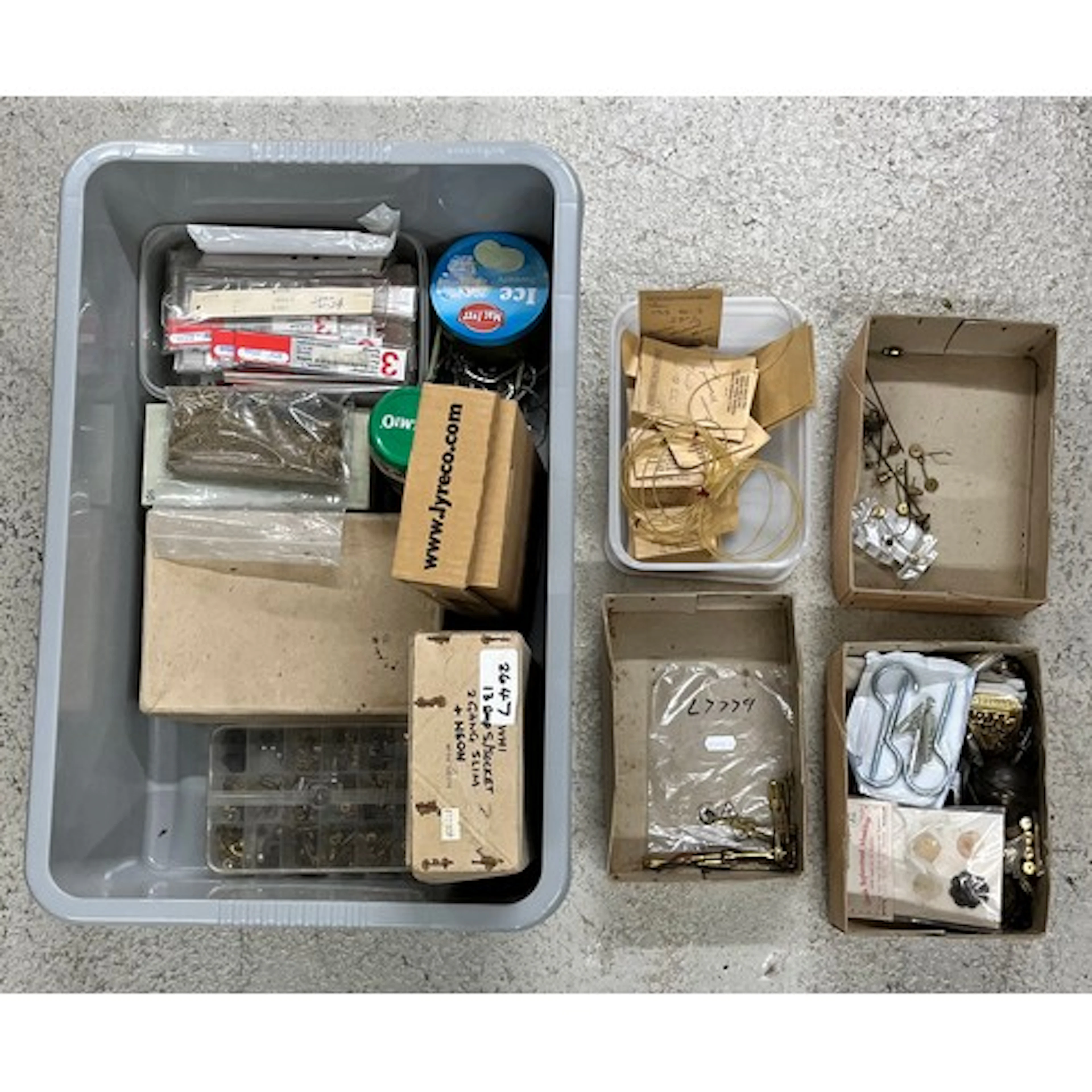 Quantity of assorted clock parts to include pendulum suspens...