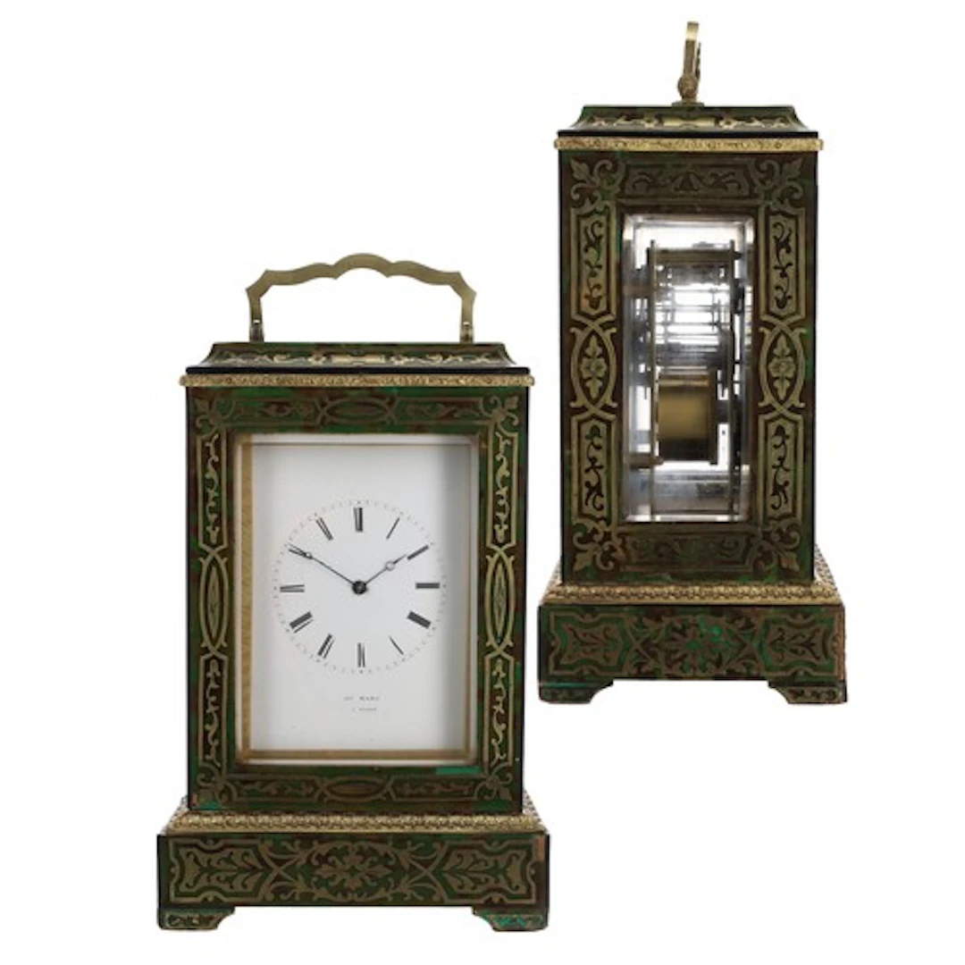 French 19th century striking green boulle carriage clock by ...