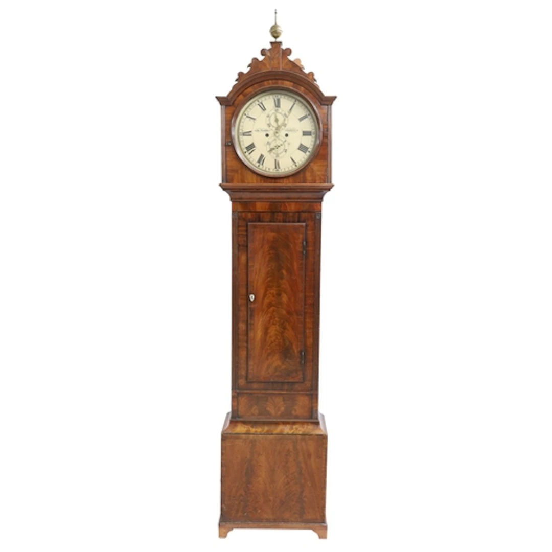 Early 19th century figured mahogany Scottish eight day longc...