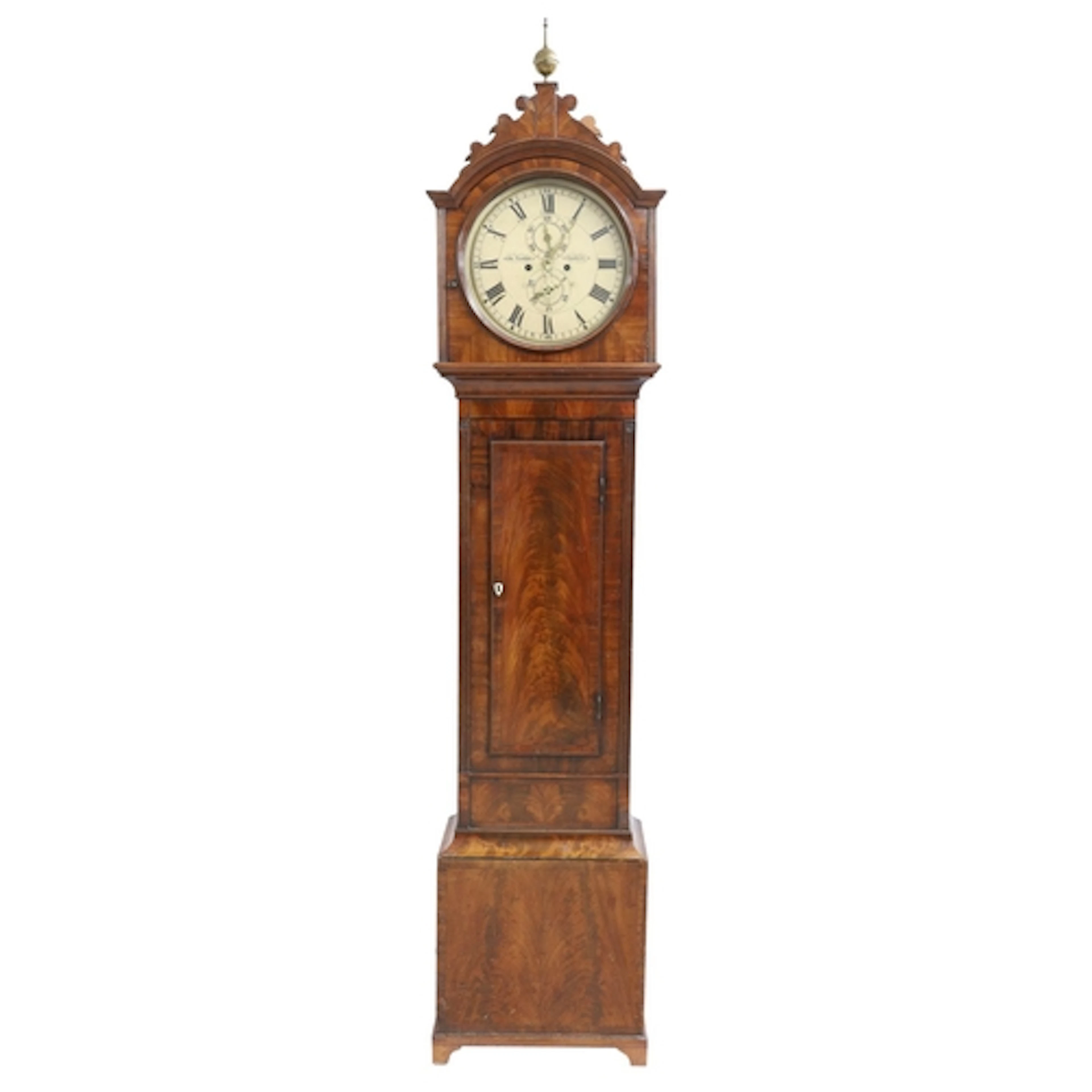 Early 19th century figured mahogany Scottish eight day longc...