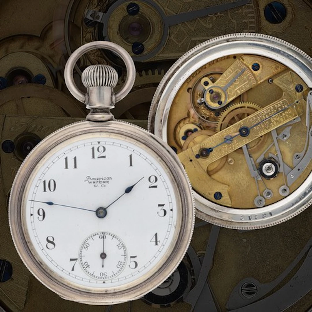 Rare American Watch Co. double dial chronograph white metal ...