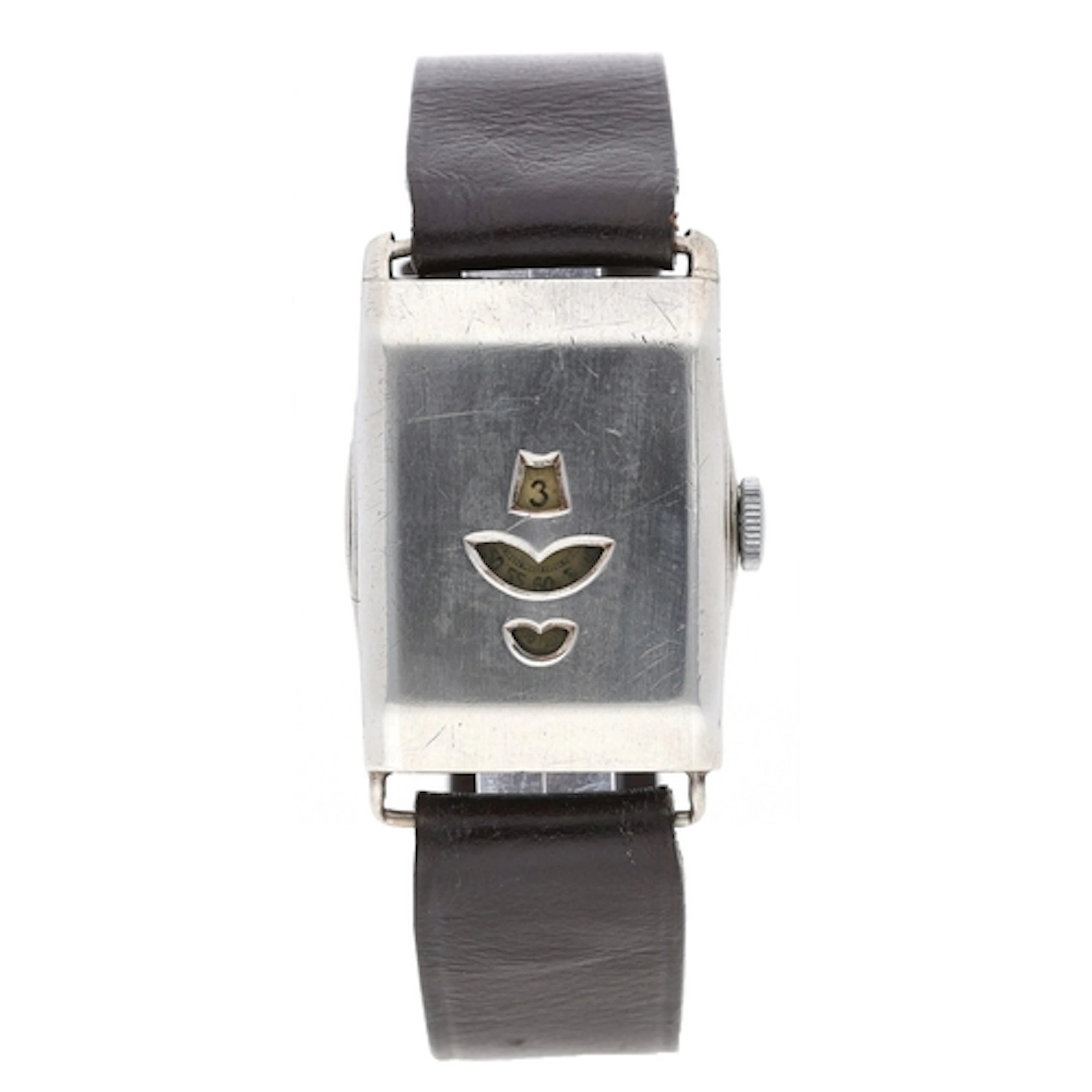Vintage silver ‘Jump Hour’ rectangular digital gentleman's w...