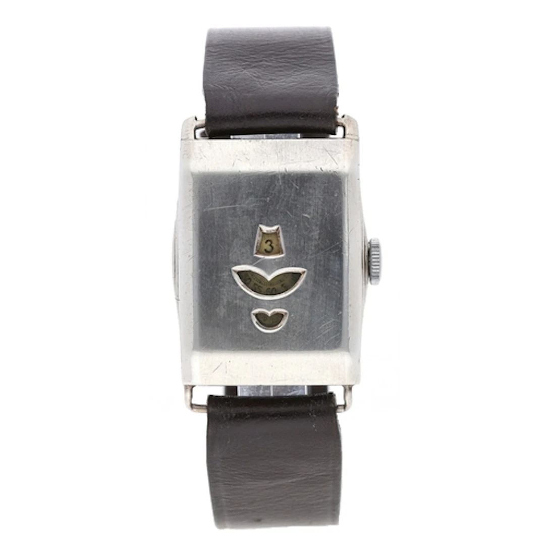 Vintage silver ‘Jump Hour’ rectangular digital gentleman's w...