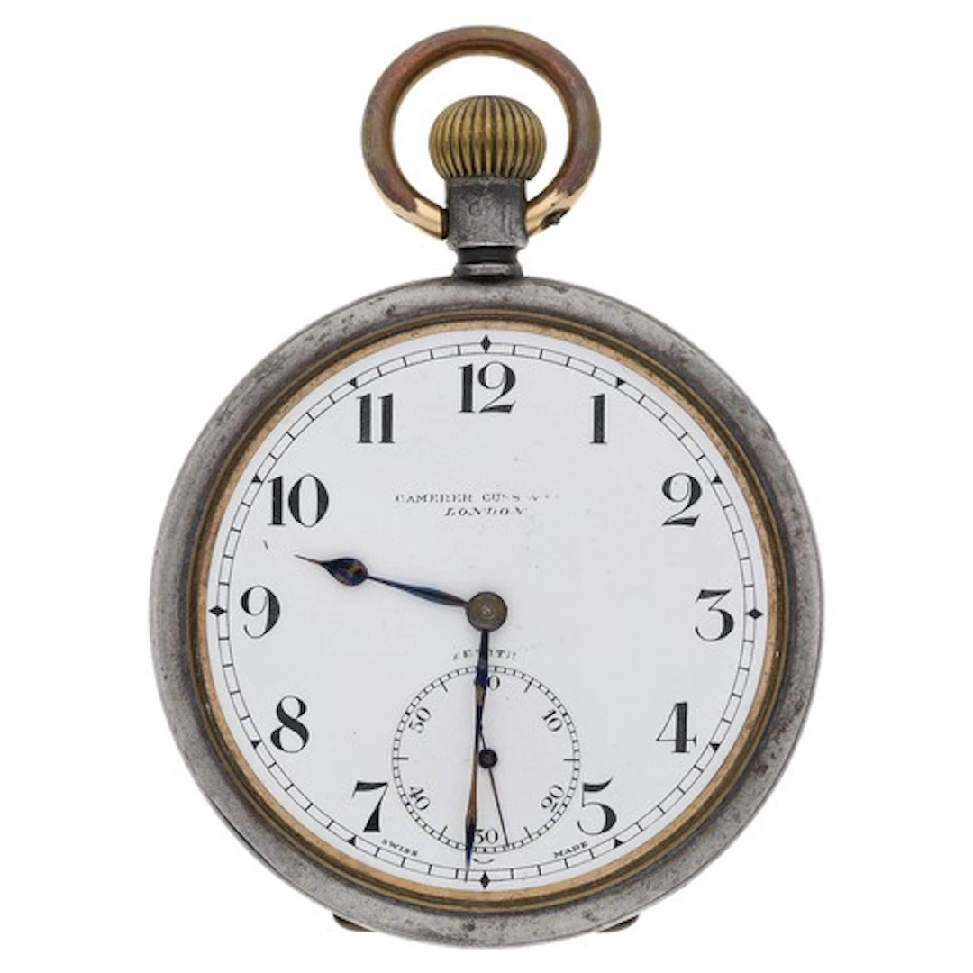 Zenith gunmetal lever pocket watch, signed movement, no. 225...