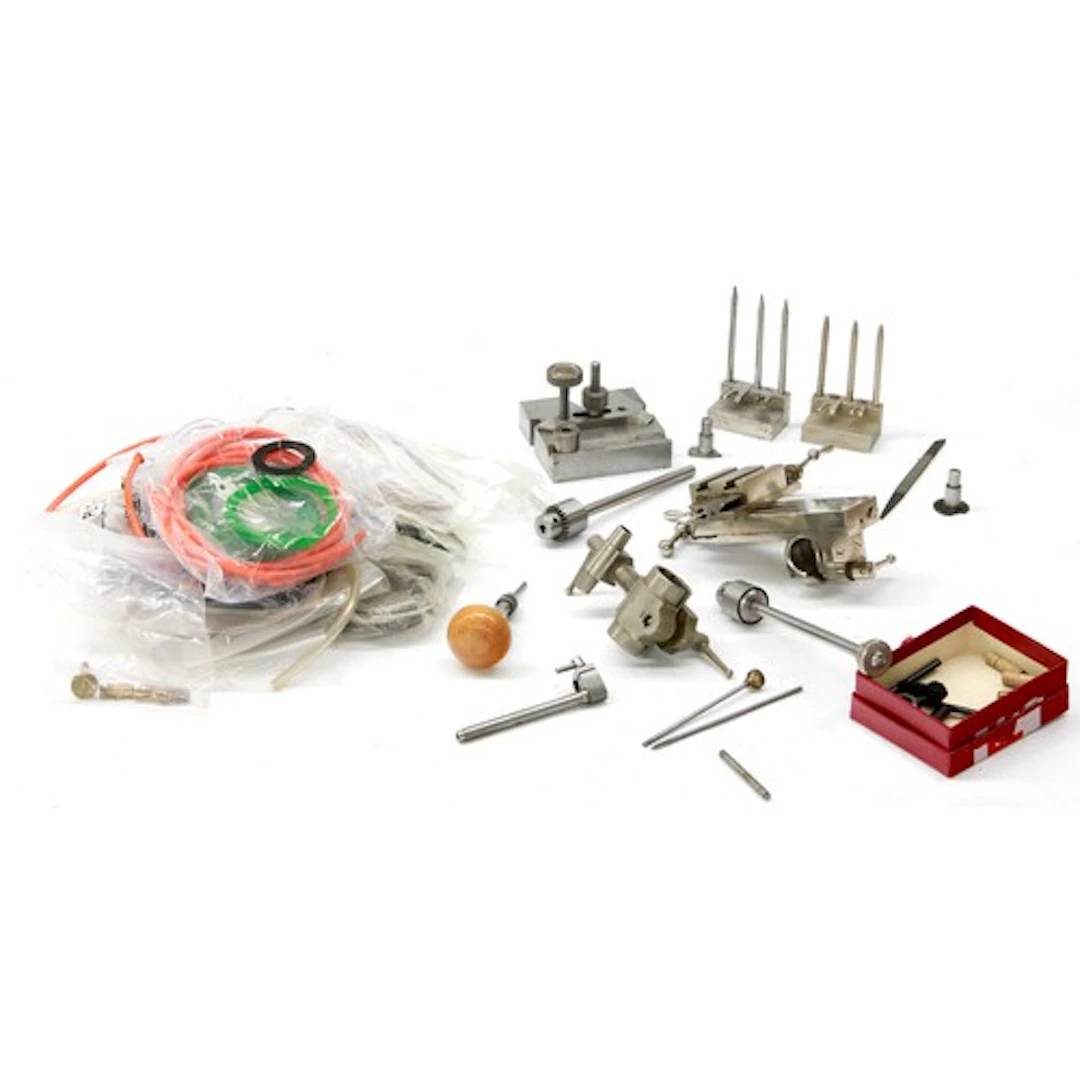 Two plastic boxes with a lathe compound slide rest and tail ...