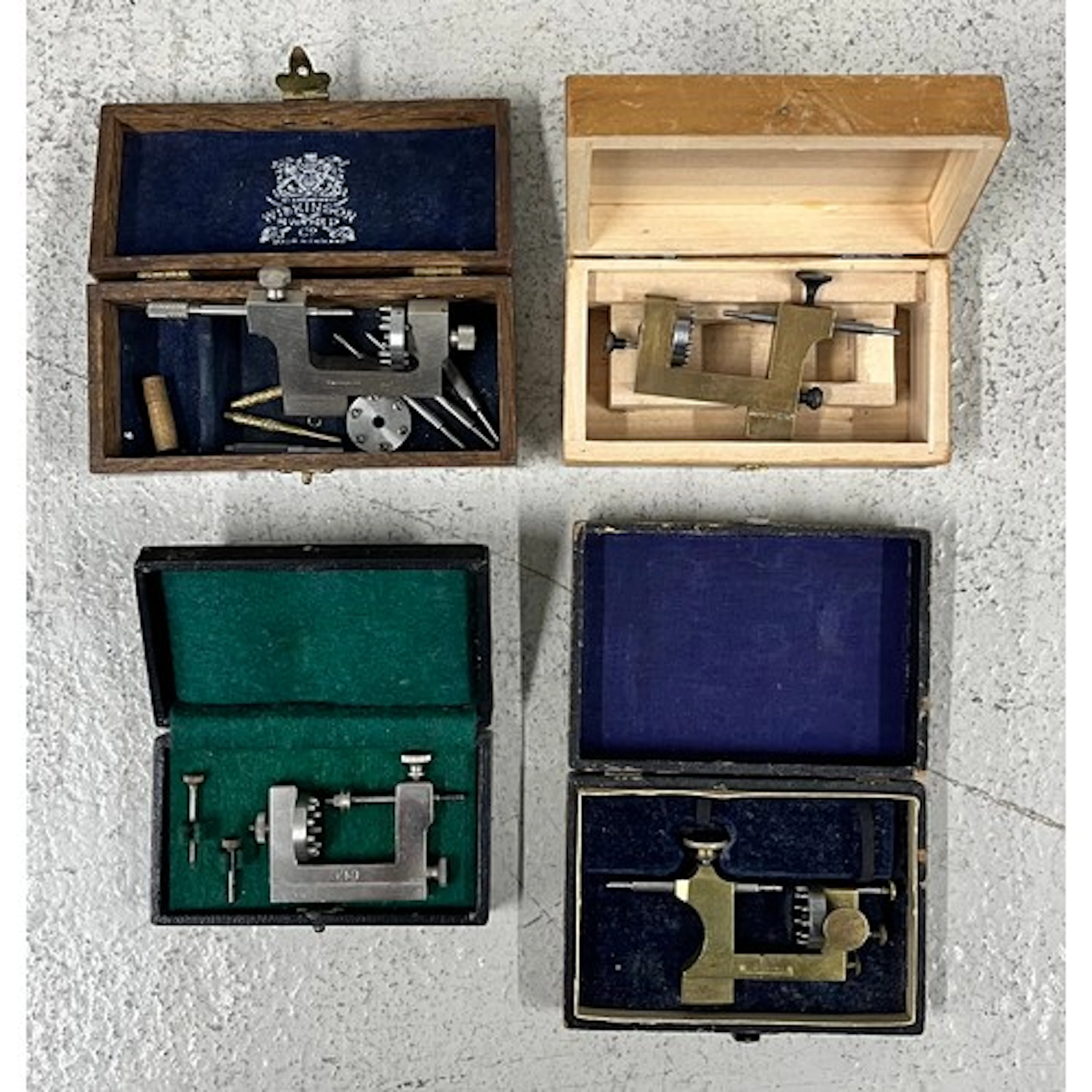 Four watchmakers pivot tools to include KM, A+F, C.W.Z, C. W...
