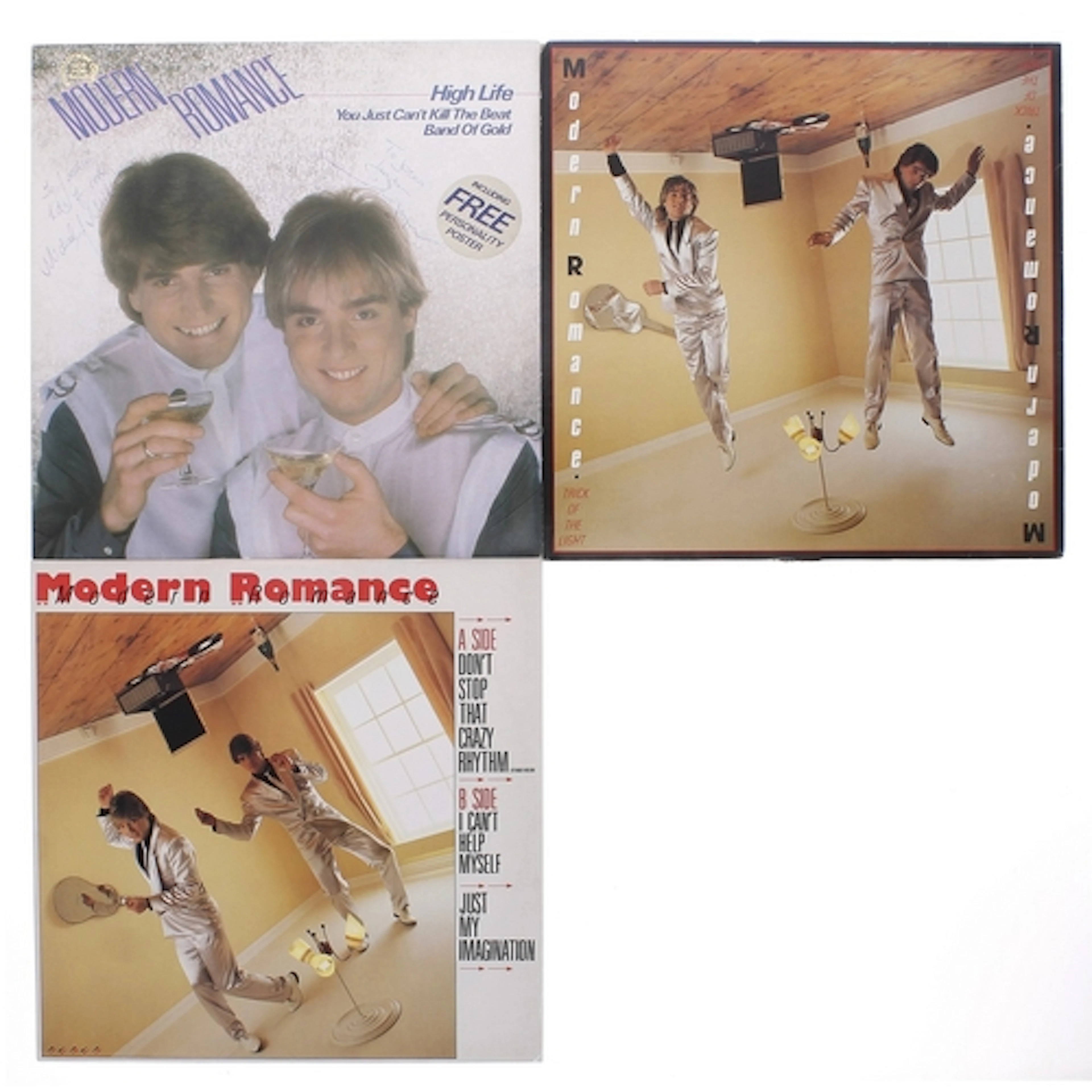Gered Mankowitz - three Modern Romance vinyl records, all pr...