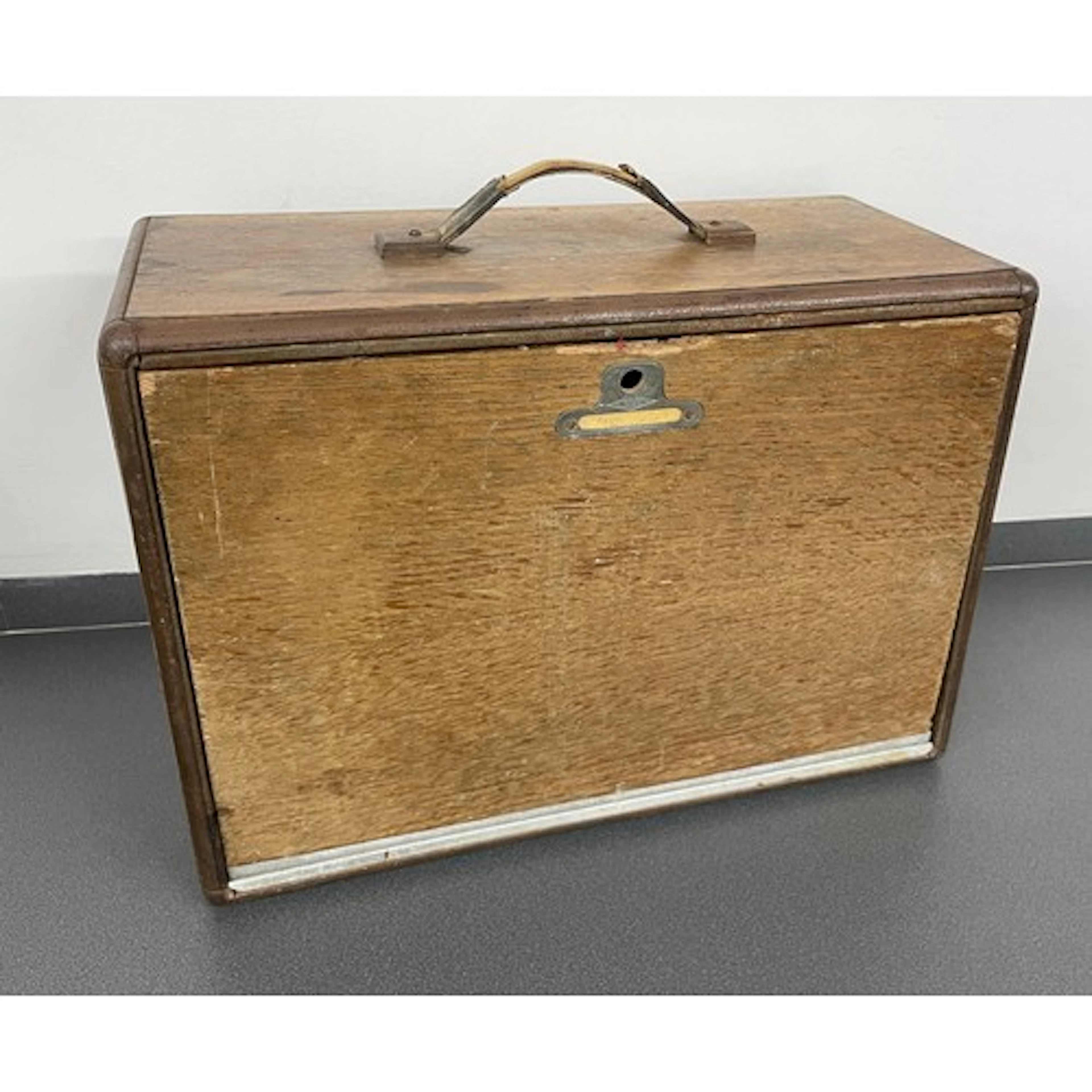 Neslein wooden storage box with fall front enclosing five sh...
