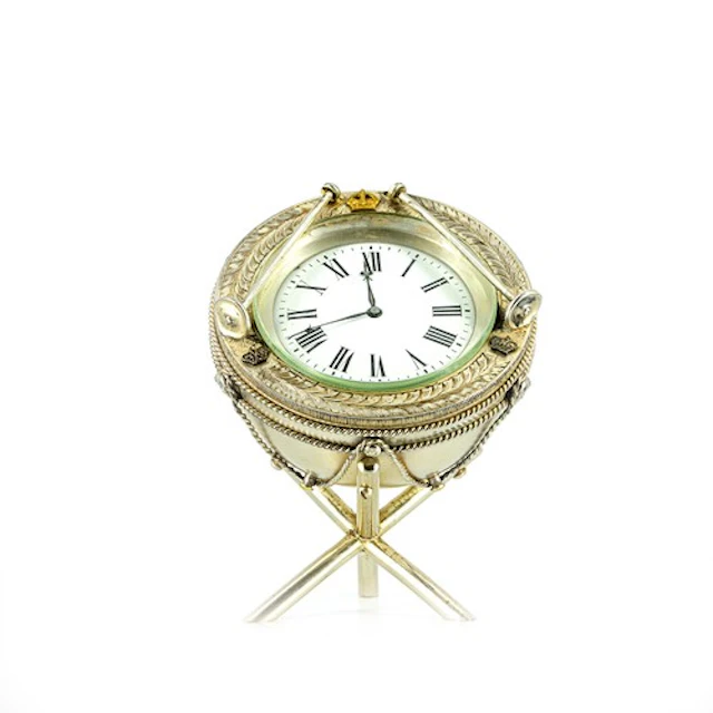 Late 19th century novelty silver plated clock timepiece, the...