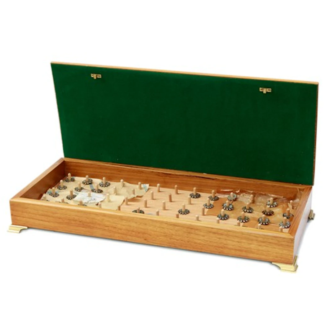 Wooden box containing a selection of Thornton clock and watc...