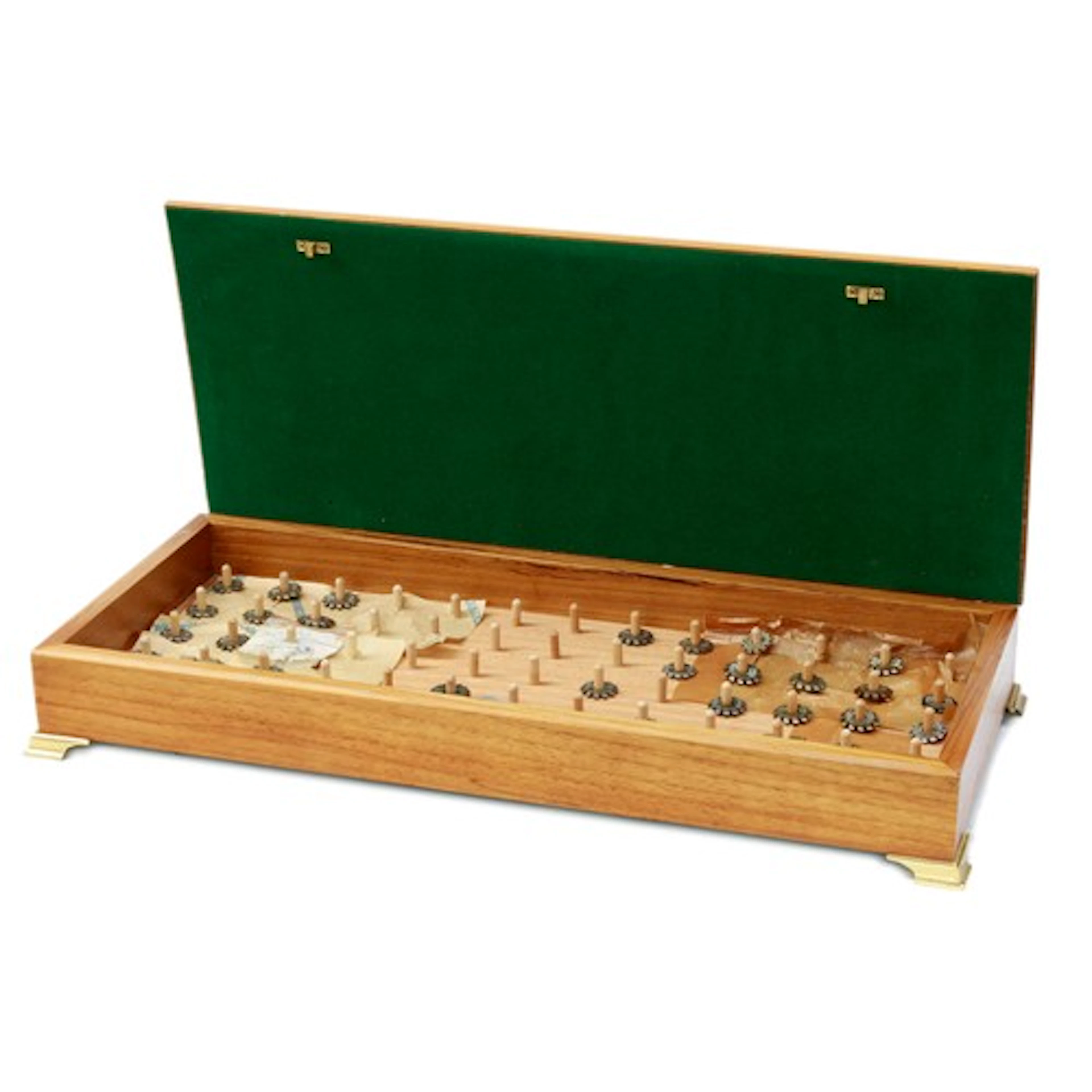 Wooden box containing a selection of Thornton clock and watc...