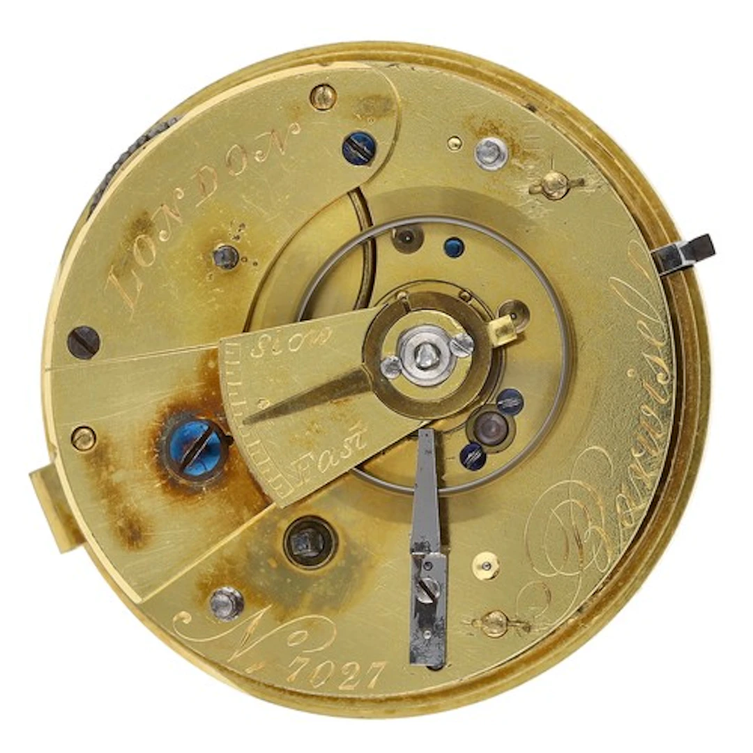 Barwise, London - fusee duplex pocket watch movement, signed...