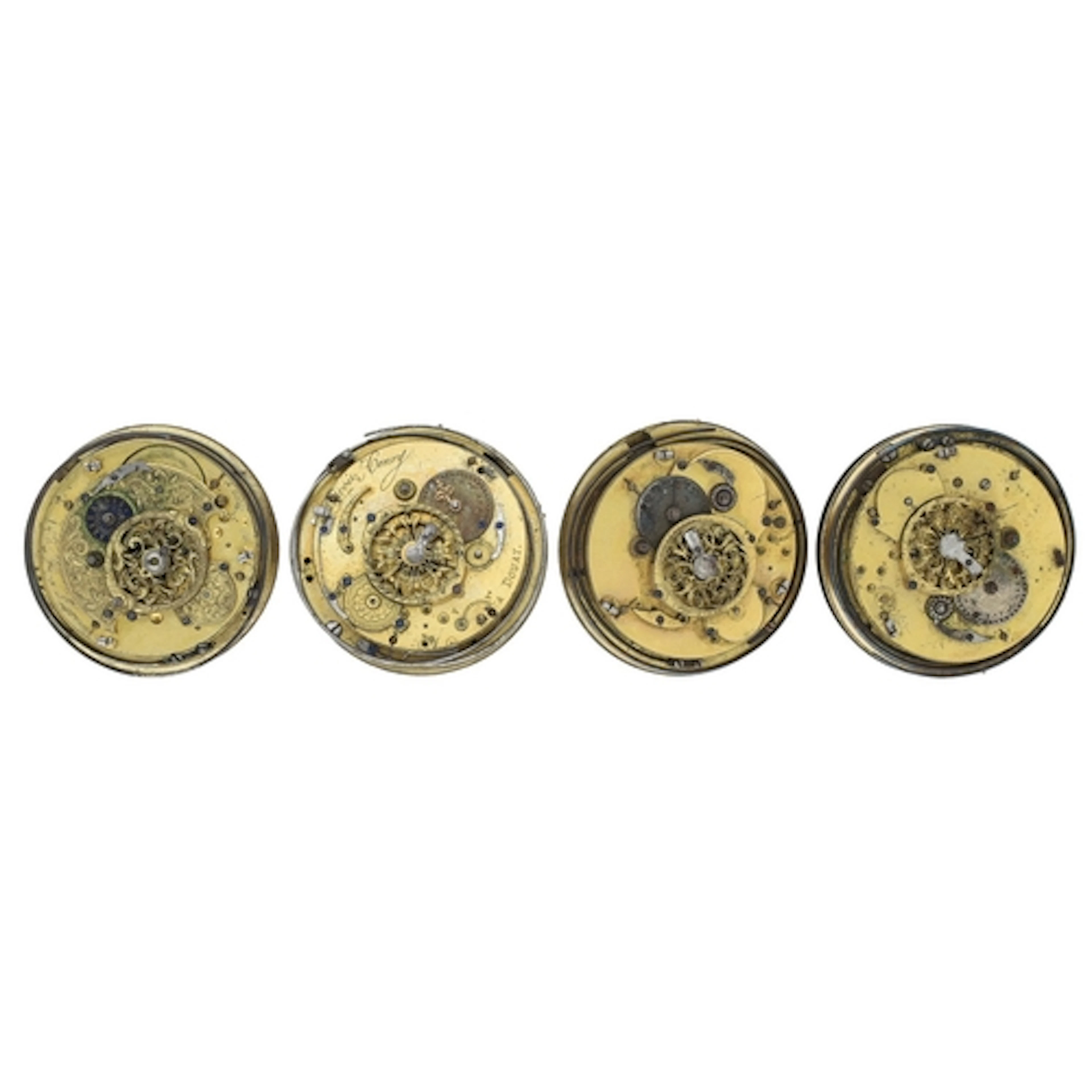 Four Continental fusee verge repeating pocket watch movement...
