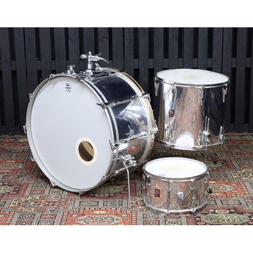 1970s Premier resonator three piece drum kit, in a chrome wr...