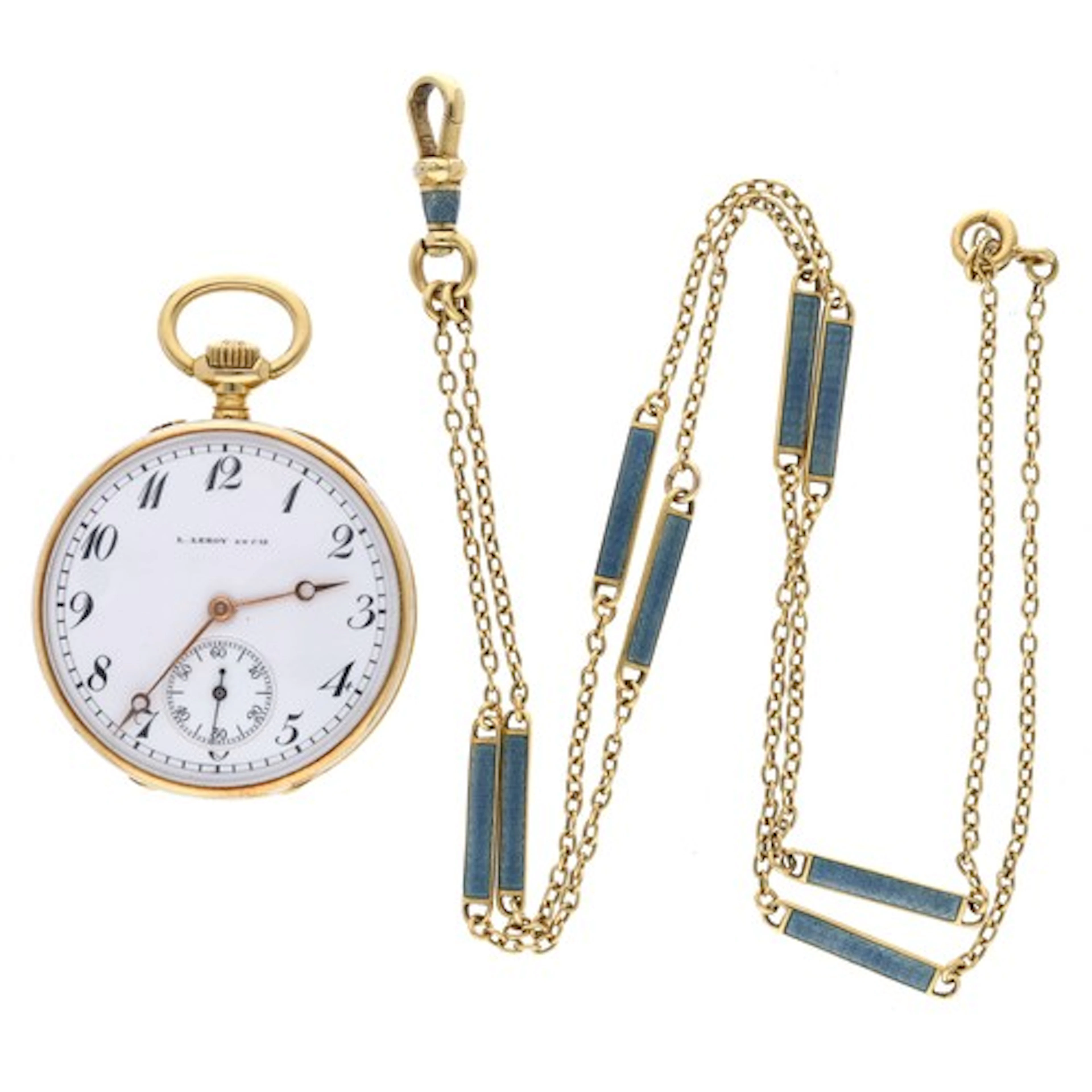 L. Leroy & Cie 18ct and enamel fob watch, bar lever move...
